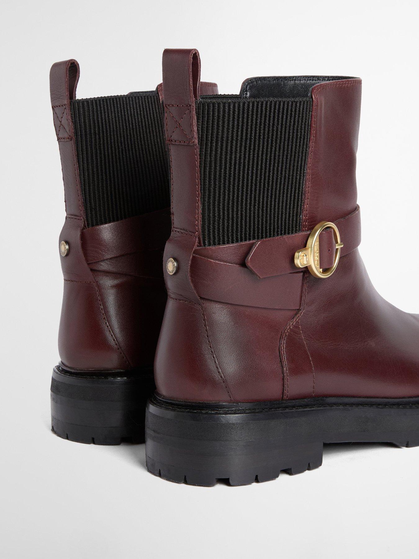 Image 4 of 5 of Barbour Alexandra Leather Ankle Boots - Red