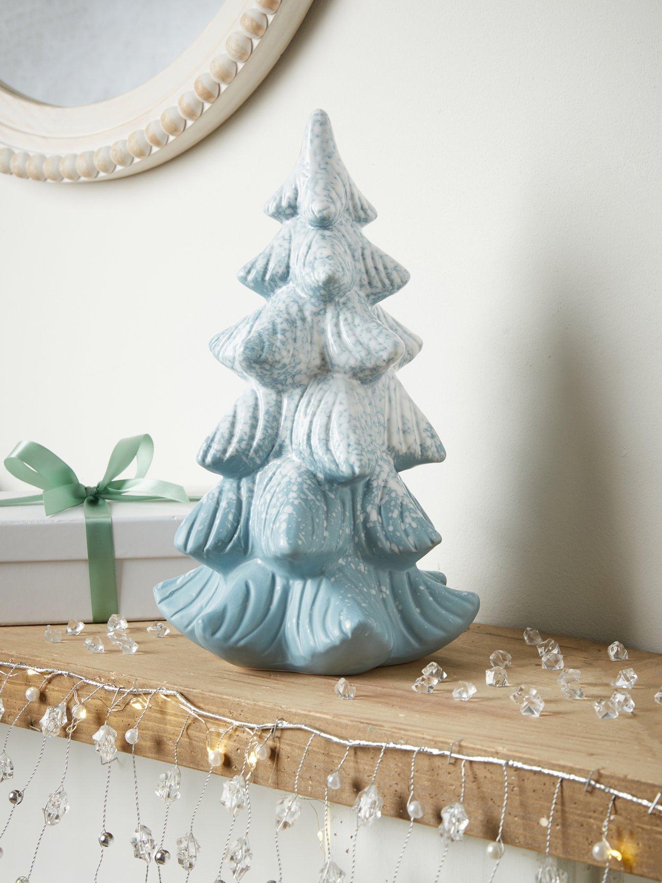 Image 1 of 7 of Festive Ceramic Light Blue/white Tree - 30cm