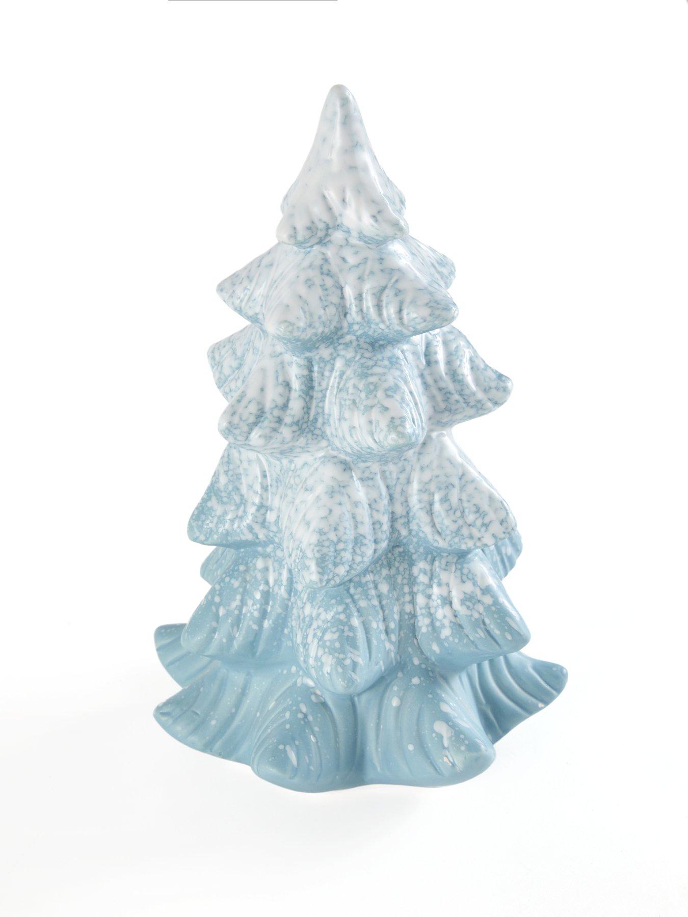 Image 3 of 7 of Festive Ceramic Light Blue/white Tree - 30cm