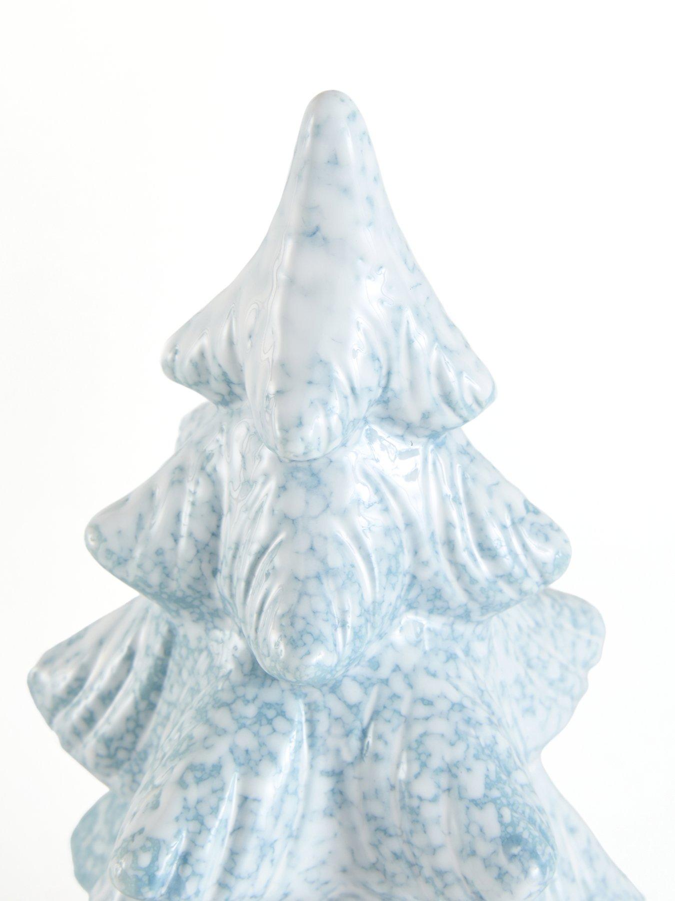 Image 4 of 7 of Festive Ceramic Light Blue/white Tree - 30cm