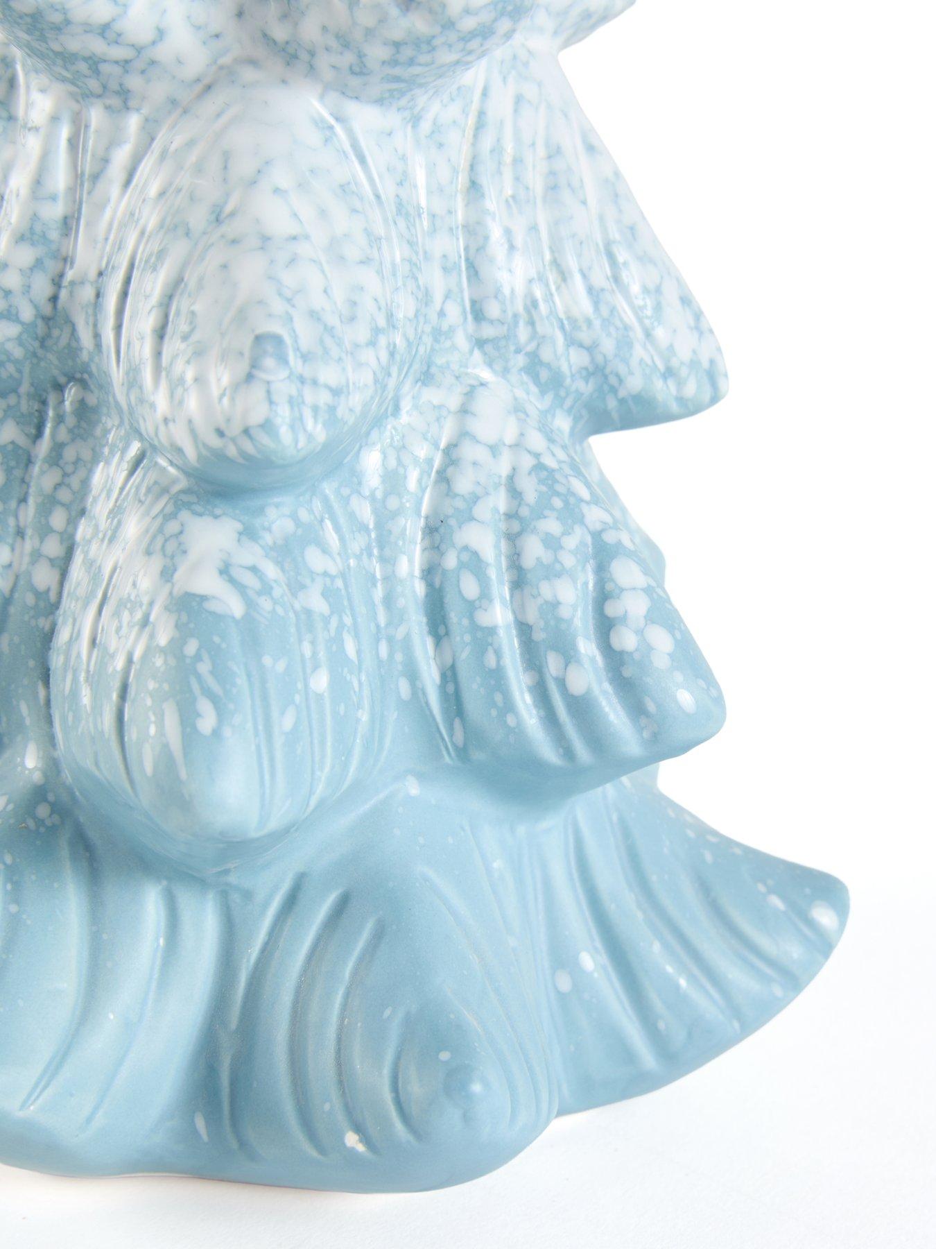 Image 5 of 7 of Festive Ceramic Light Blue/white Tree - 30cm