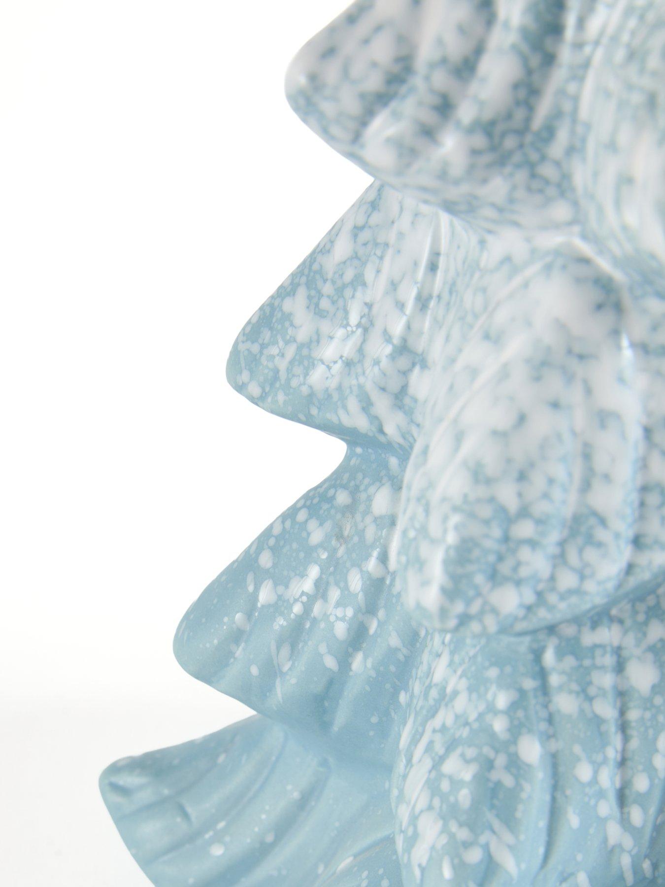 Image 7 of 7 of Festive Ceramic Light Blue/white Tree - 30cm
