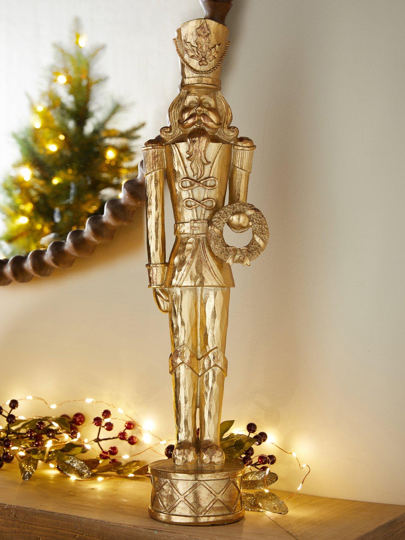 Festive Gold Nutcracker Christmas Decoration - 52 cm