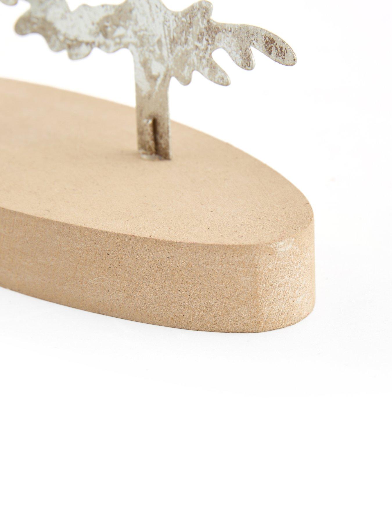 Image 5 of 7 of Festive Silver Metal Christmas Trees with Wooden Base - 29cm