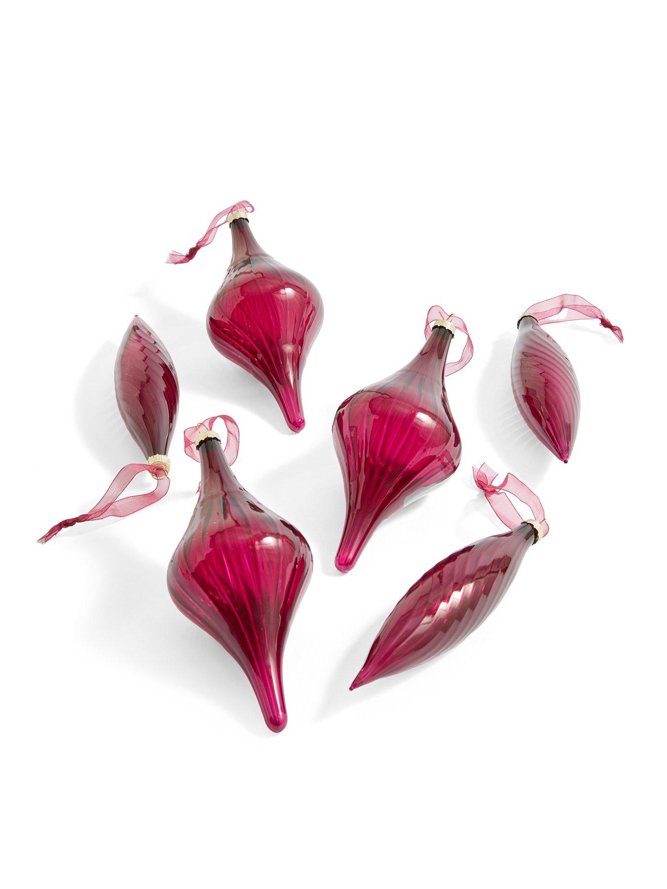 Image 2 of 3 of Festive Pack of 6 Burgundy Glass Christmas Tree Baubles