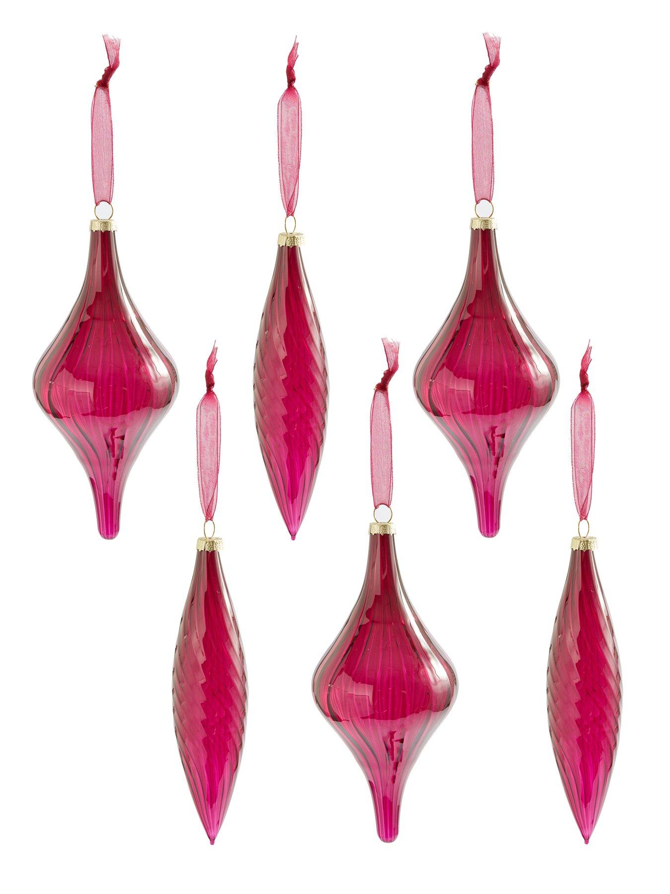 Image 3 of 3 of Festive Pack of 6 Burgundy Glass Christmas Tree Baubles