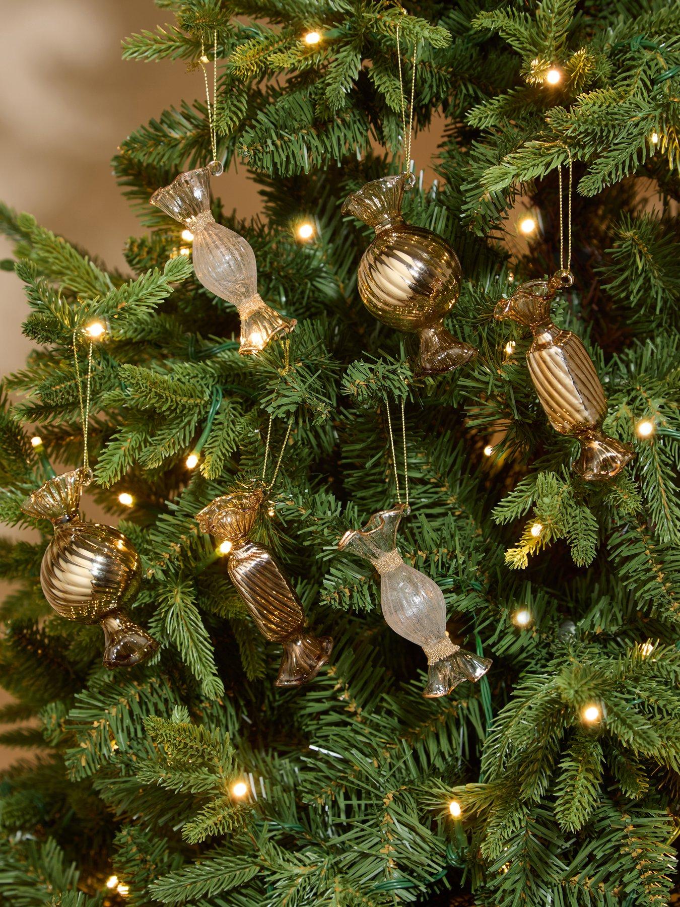 Image 1 of 3 of Festive Pack of 6 Glass Sweet Christmas Tree&nbsp;Baubles