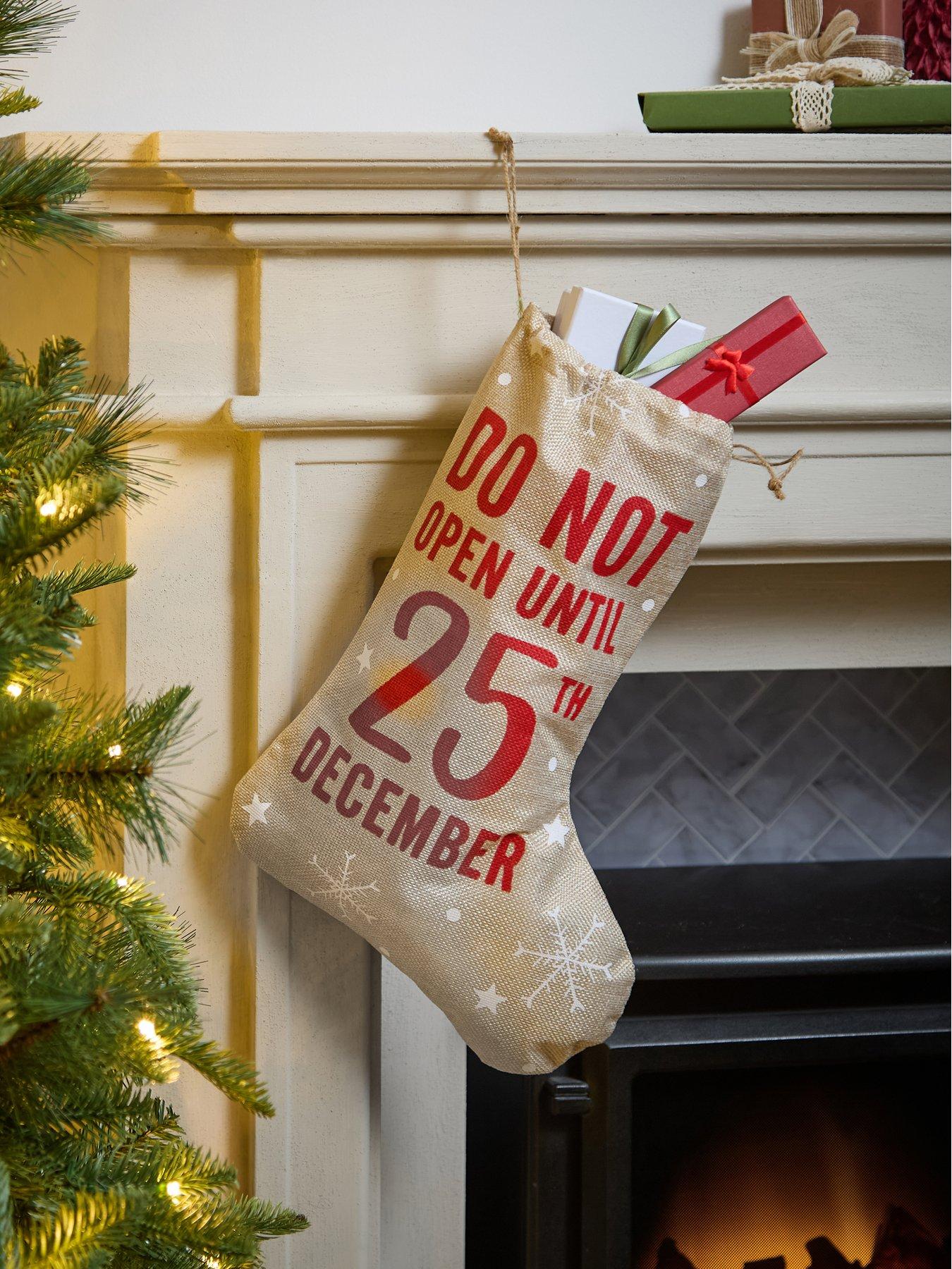 Festive Hessian Do Not Open Until 25th December Christmas Stocking - 41cm
