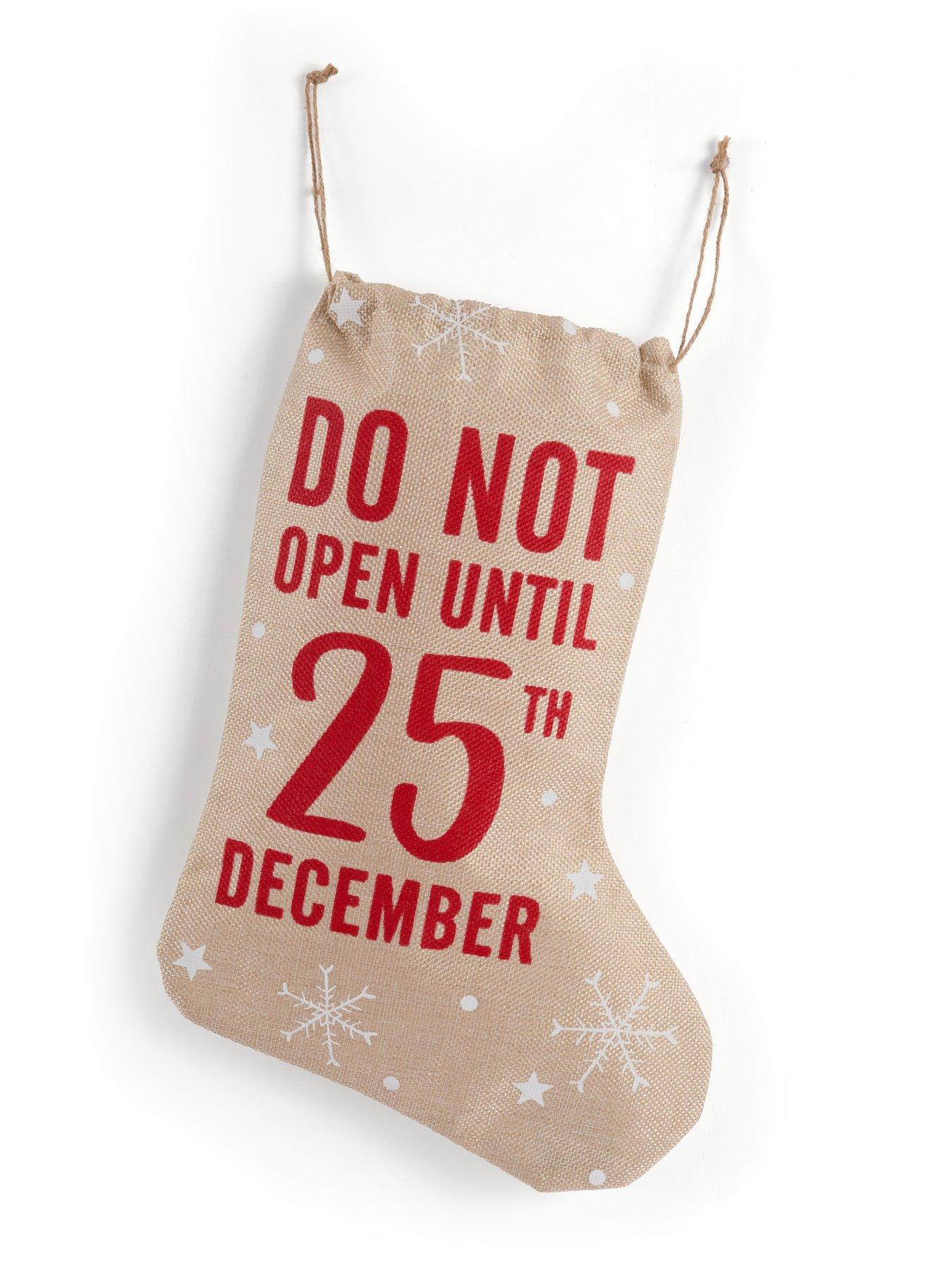 Image 2 of 6 of Festive Hessian Do Not Open Until 25th December Christmas Stocking - 41cm