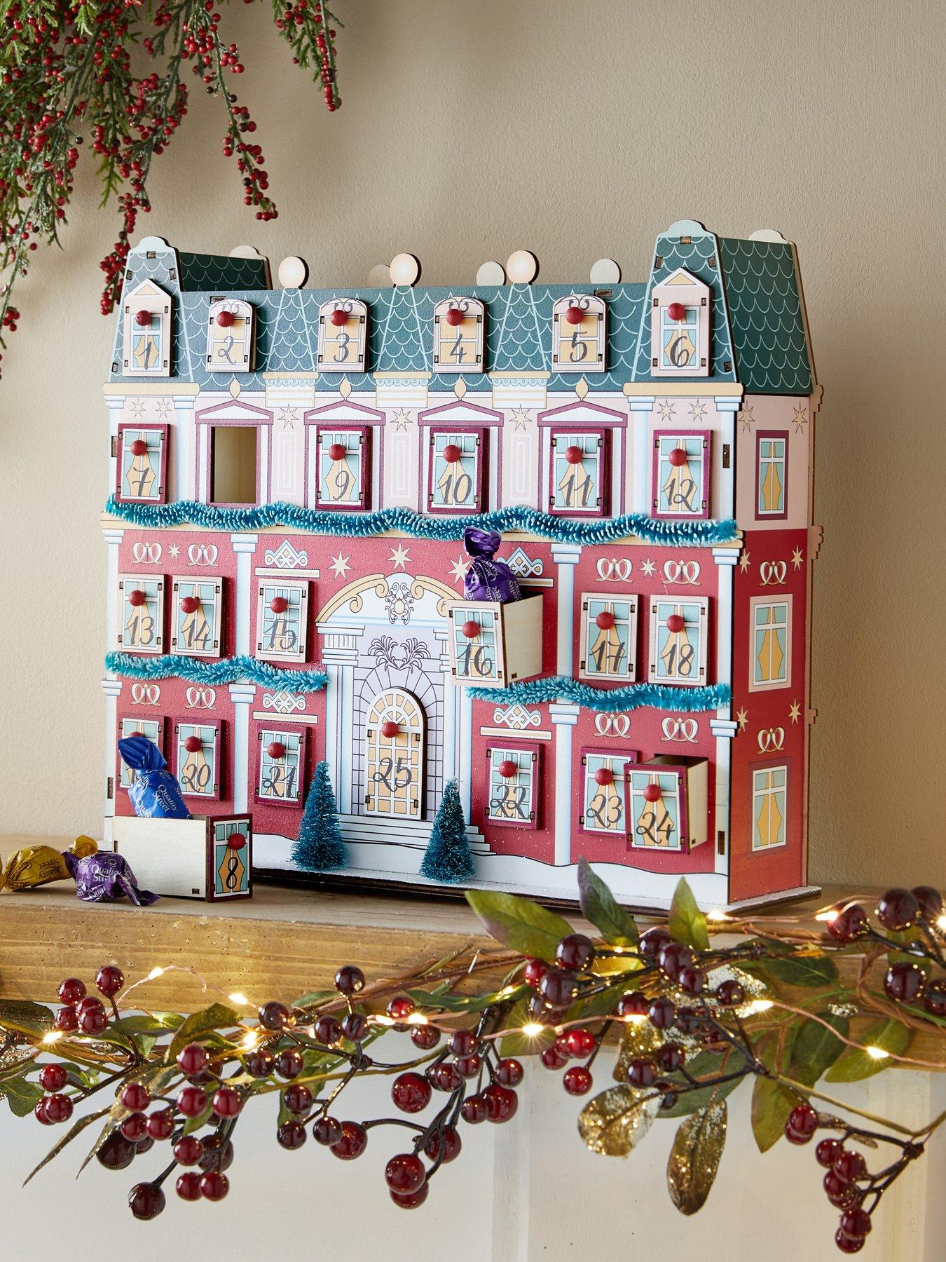 Festive Wooden Advent Calendar House - 36 cm