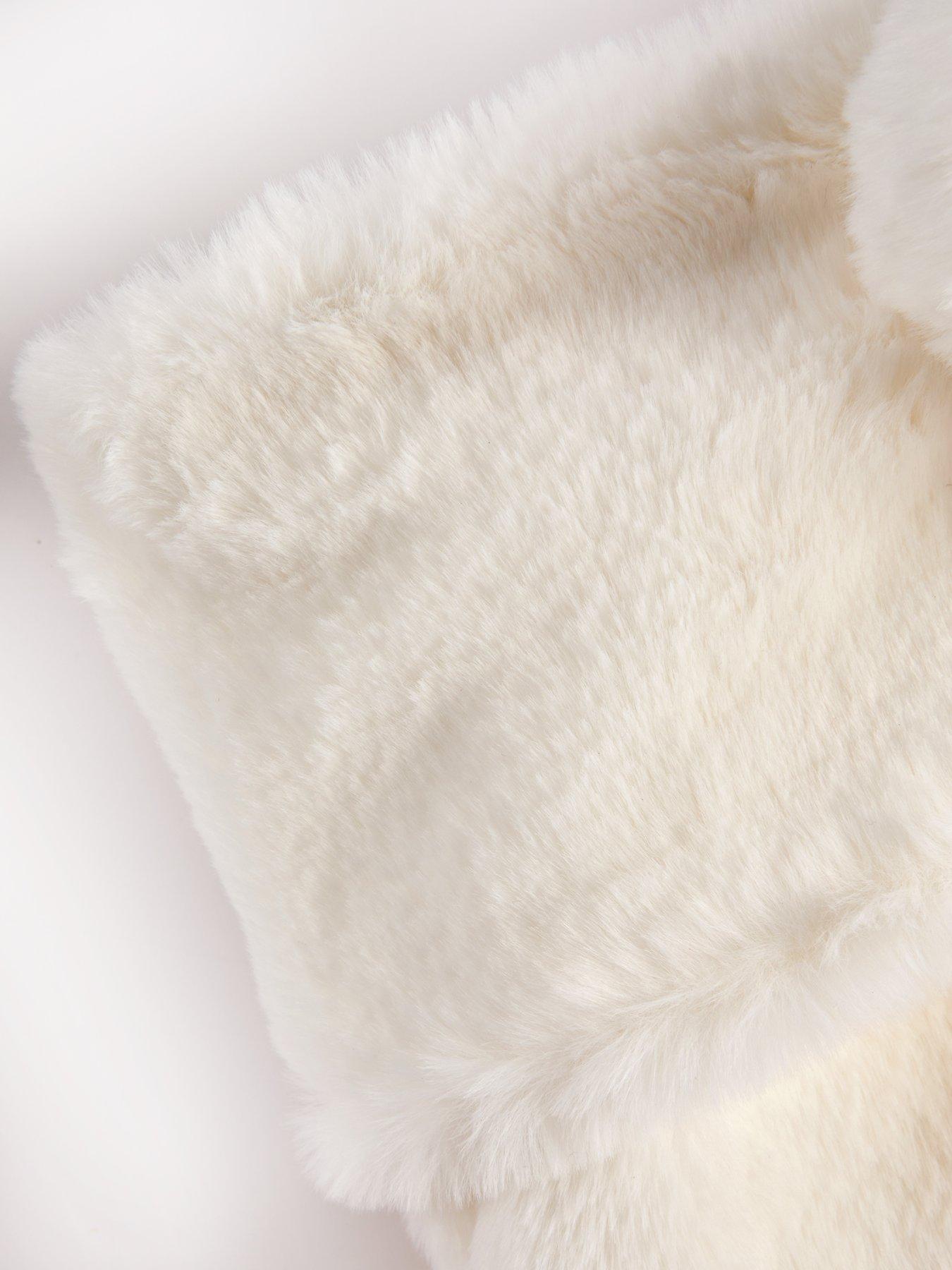 Image 5 of 6 of Festive White Faux Fur Christmas Stocking&nbsp;with Pom Poms&nbsp;-&nbsp;56&nbsp;cm
