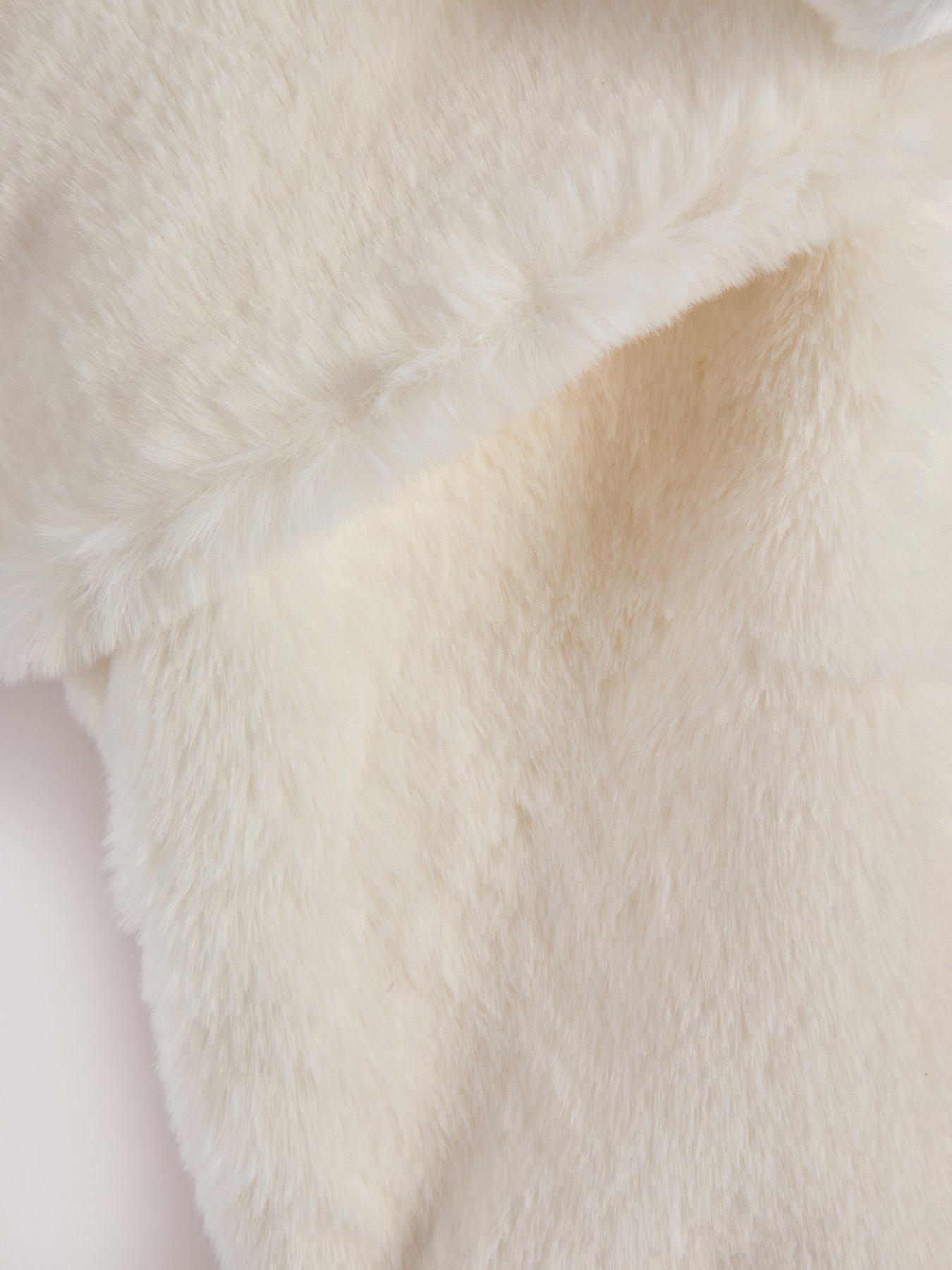 Image 6 of 6 of Festive White Faux Fur Christmas Stocking&nbsp;with Pom Poms&nbsp;-&nbsp;56&nbsp;cm