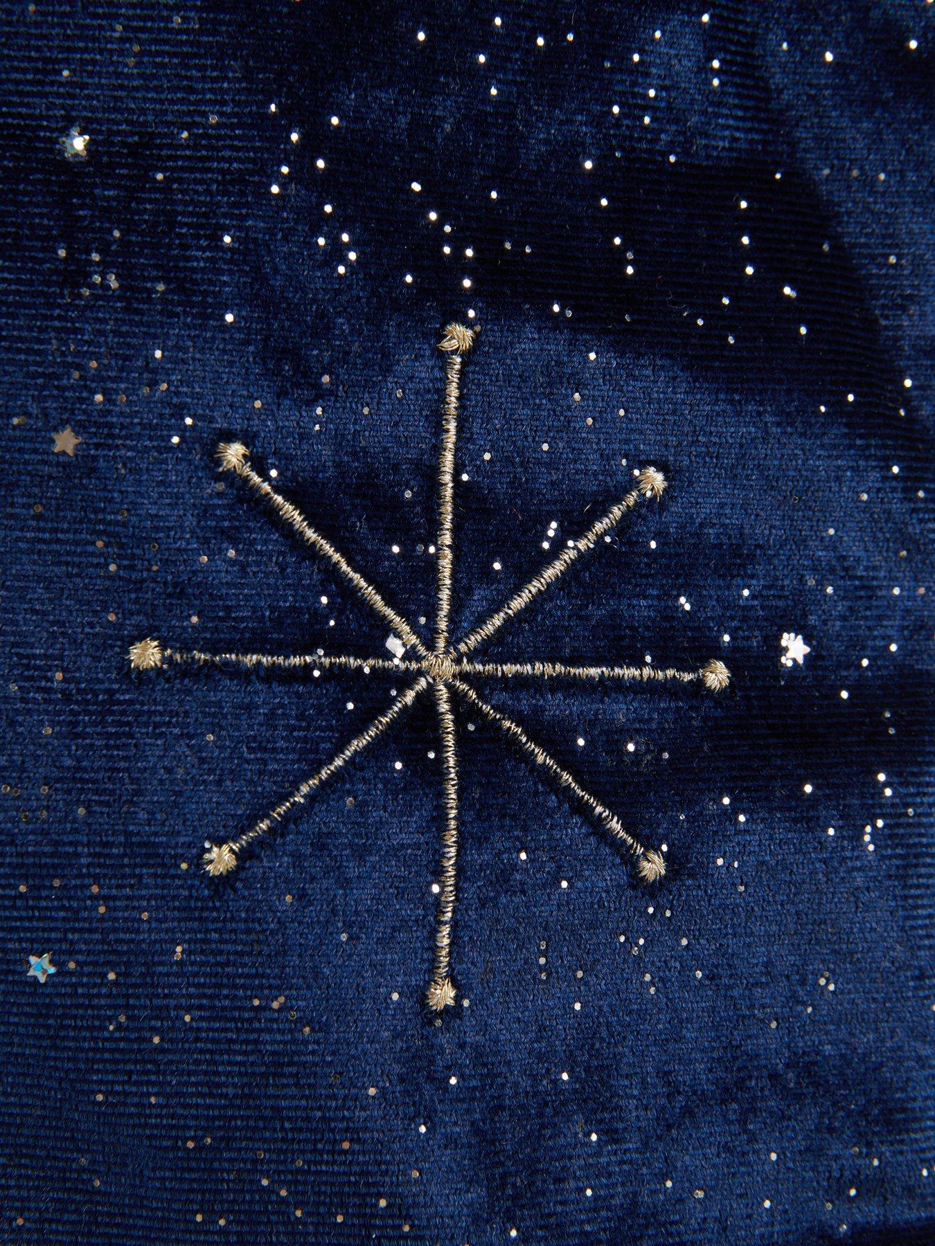 Image 4 of 6 of Festive Dark Navy Christmas Stocking with Gold Starburst Pattern - 55cm