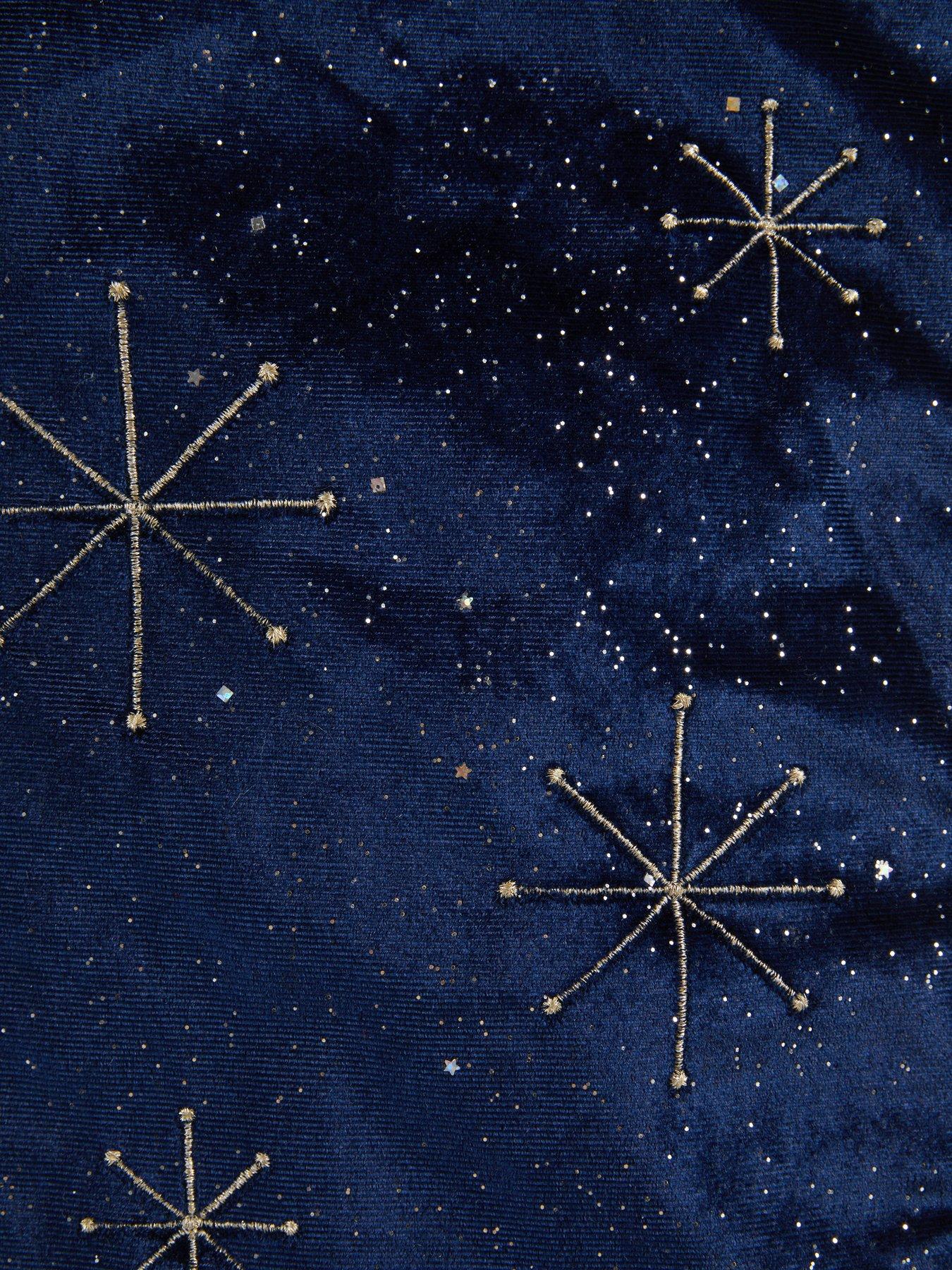 Image 6 of 6 of Festive Dark Navy Christmas Stocking with Gold Starburst Pattern - 55cm