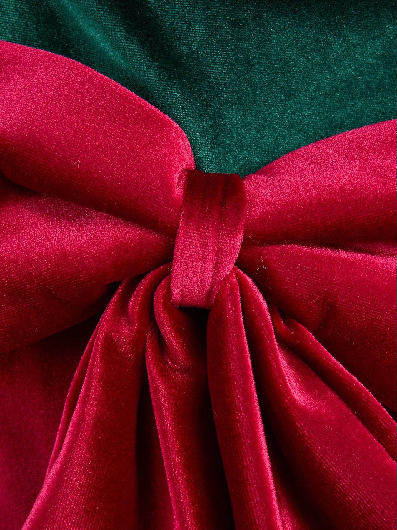 Image 5 of 6 of Festive Red Velvet Christmas&nbsp;Stocking with Red Bow/Green Cuff - 46cm
