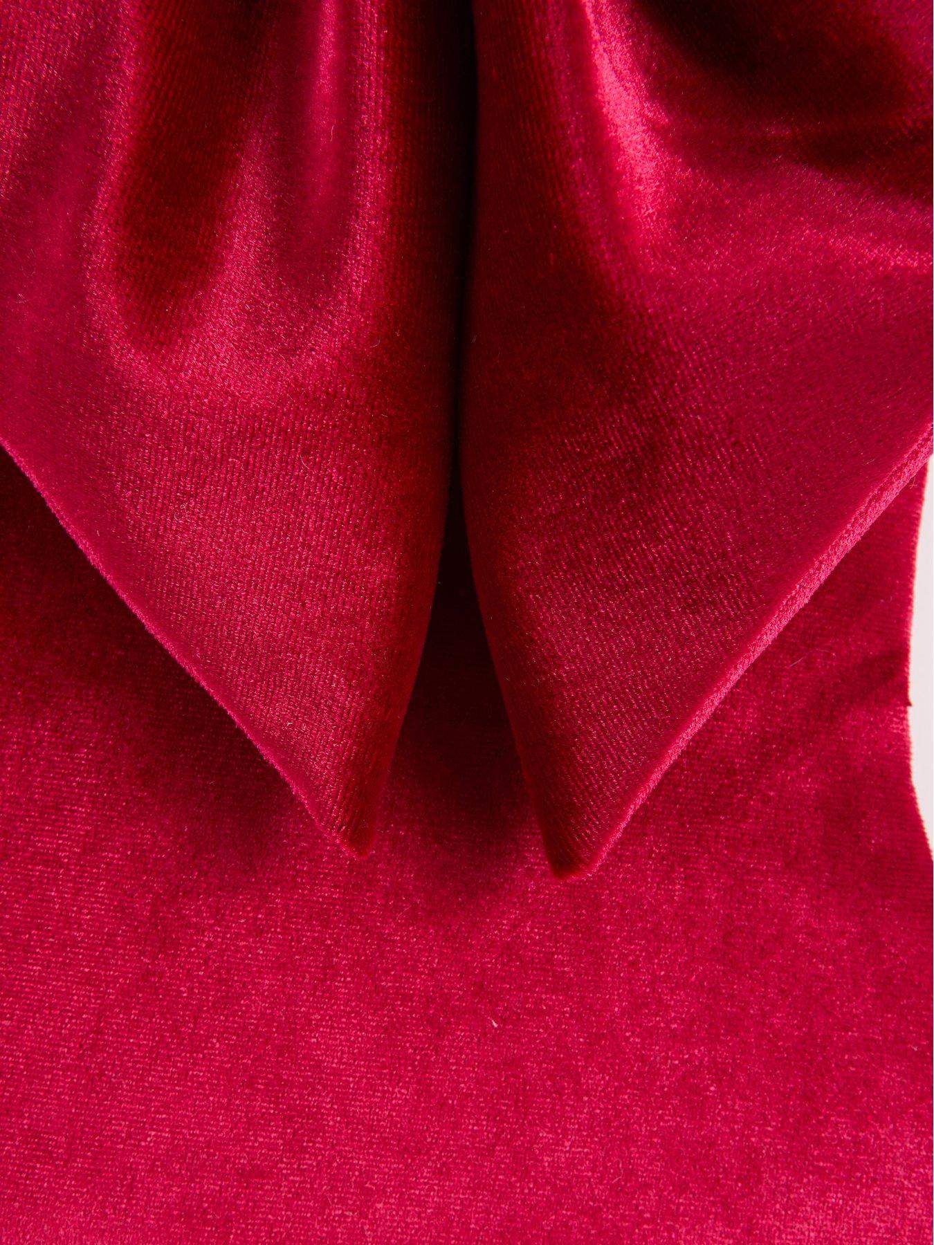 Image 6 of 6 of Festive Red Velvet Christmas&nbsp;Stocking with Red Bow/Green Cuff - 46cm