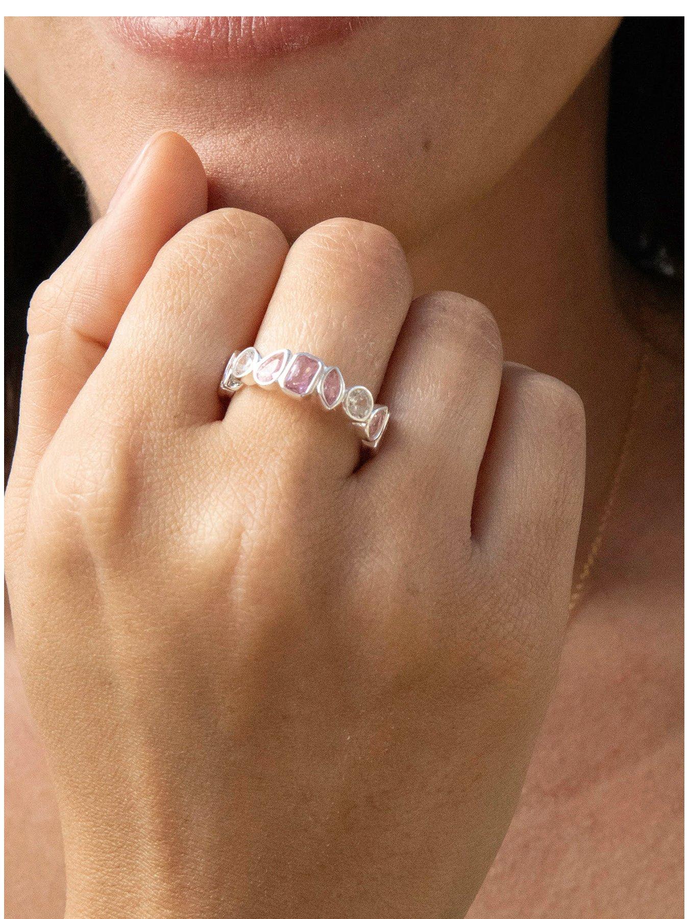 Image 1 of 7 of Seol + Gold Sterling Silver Multi Shape Bezel Set Eternity Band Ring