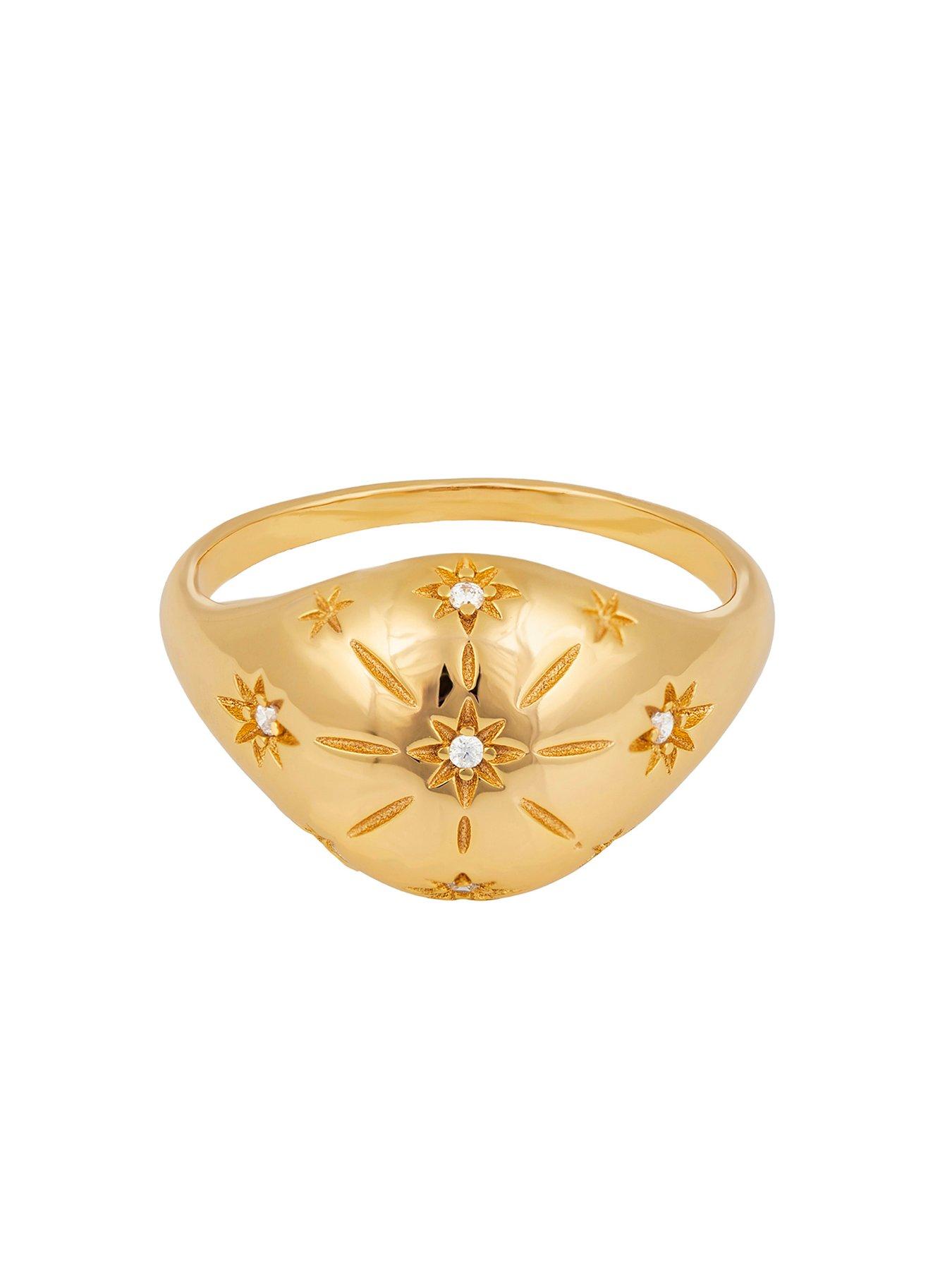 Seol + Gold 18ct Gold Plated Domed CZ Star Ring | Littlewoods