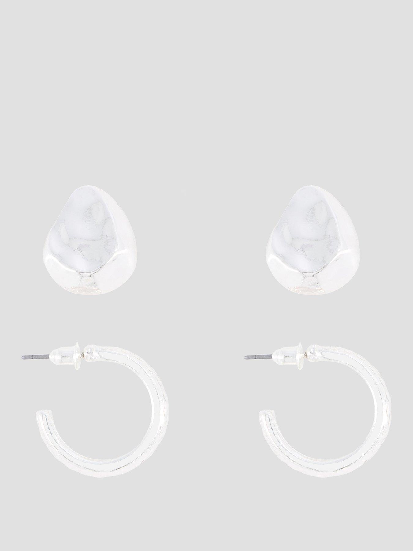 Image 1 of 3 of The Very Collection 2 Pack Silver Tone Drop Stud Earrings
