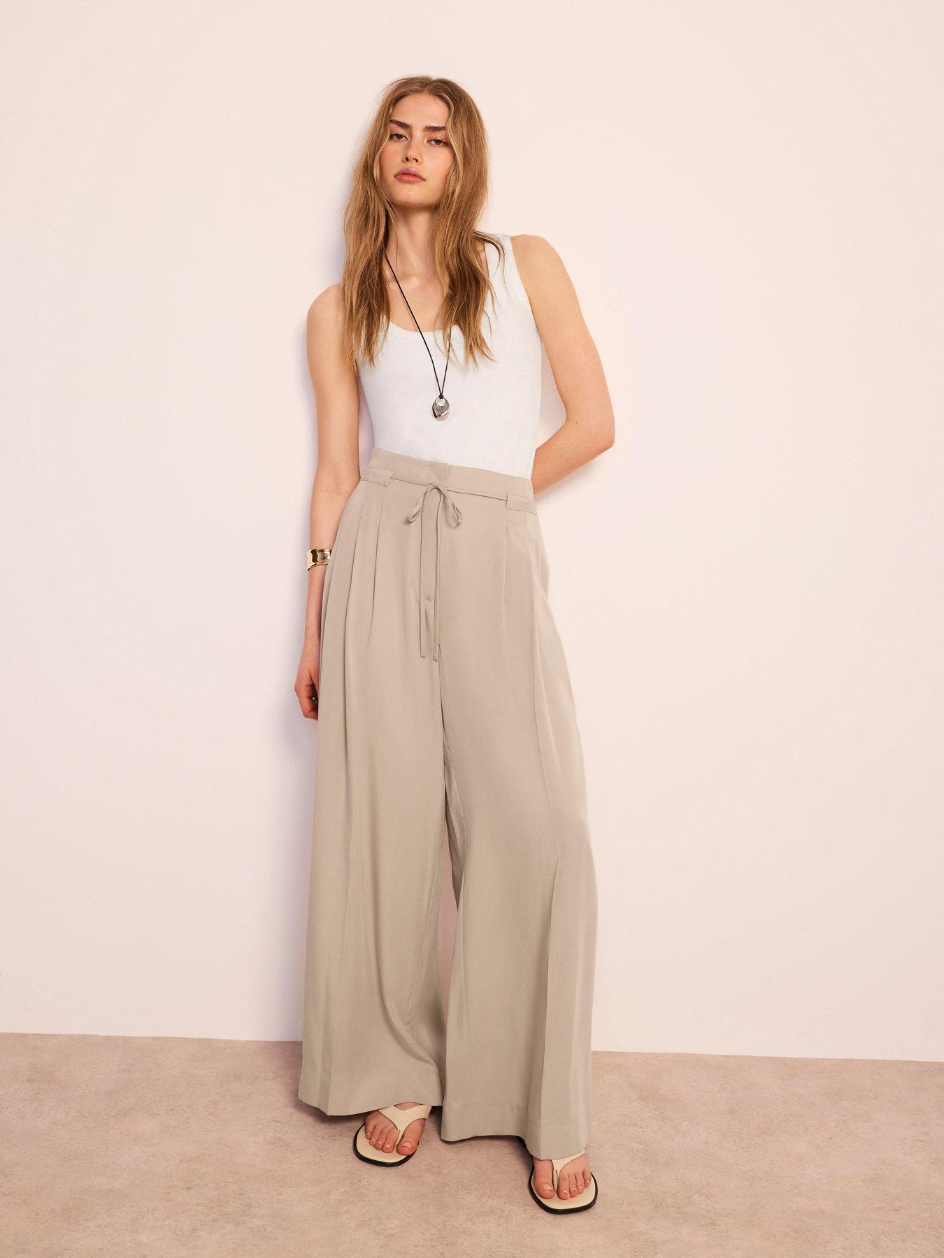 Mint Velvet Taupe Pleat Tencel Trouser