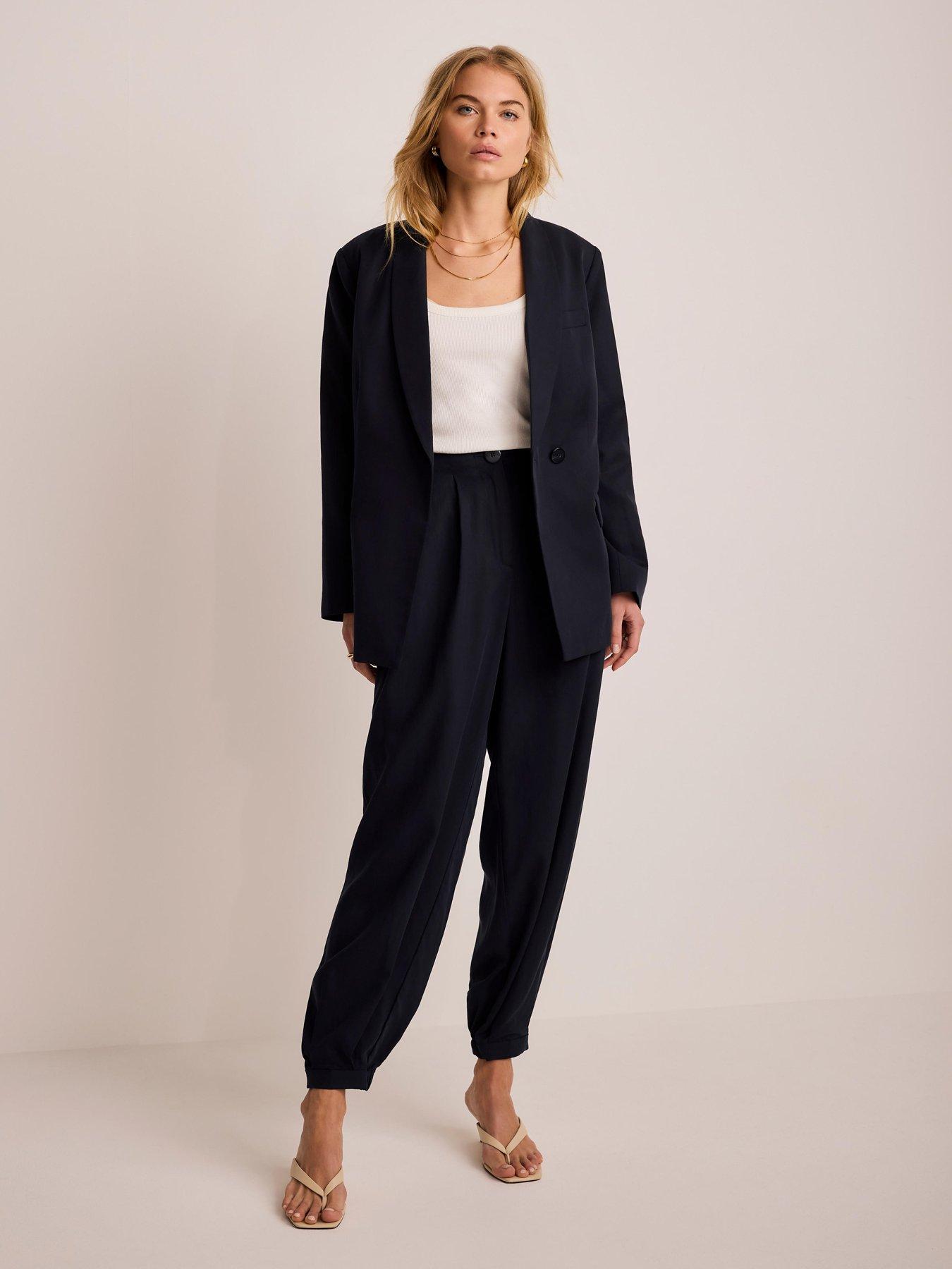 Mint Velvet Navy Tencel Balloon Trouser
