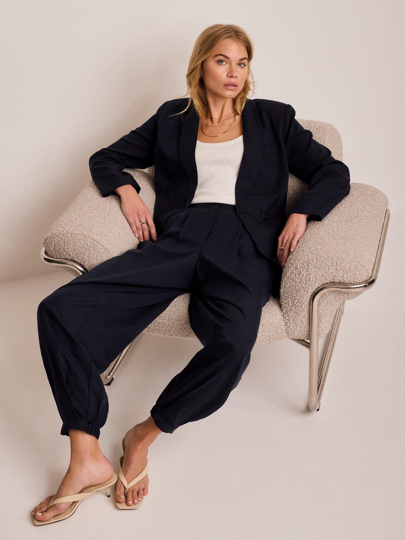 Image 2 of 6 of Mint Velvet Navy Tencel Balloon Trouser