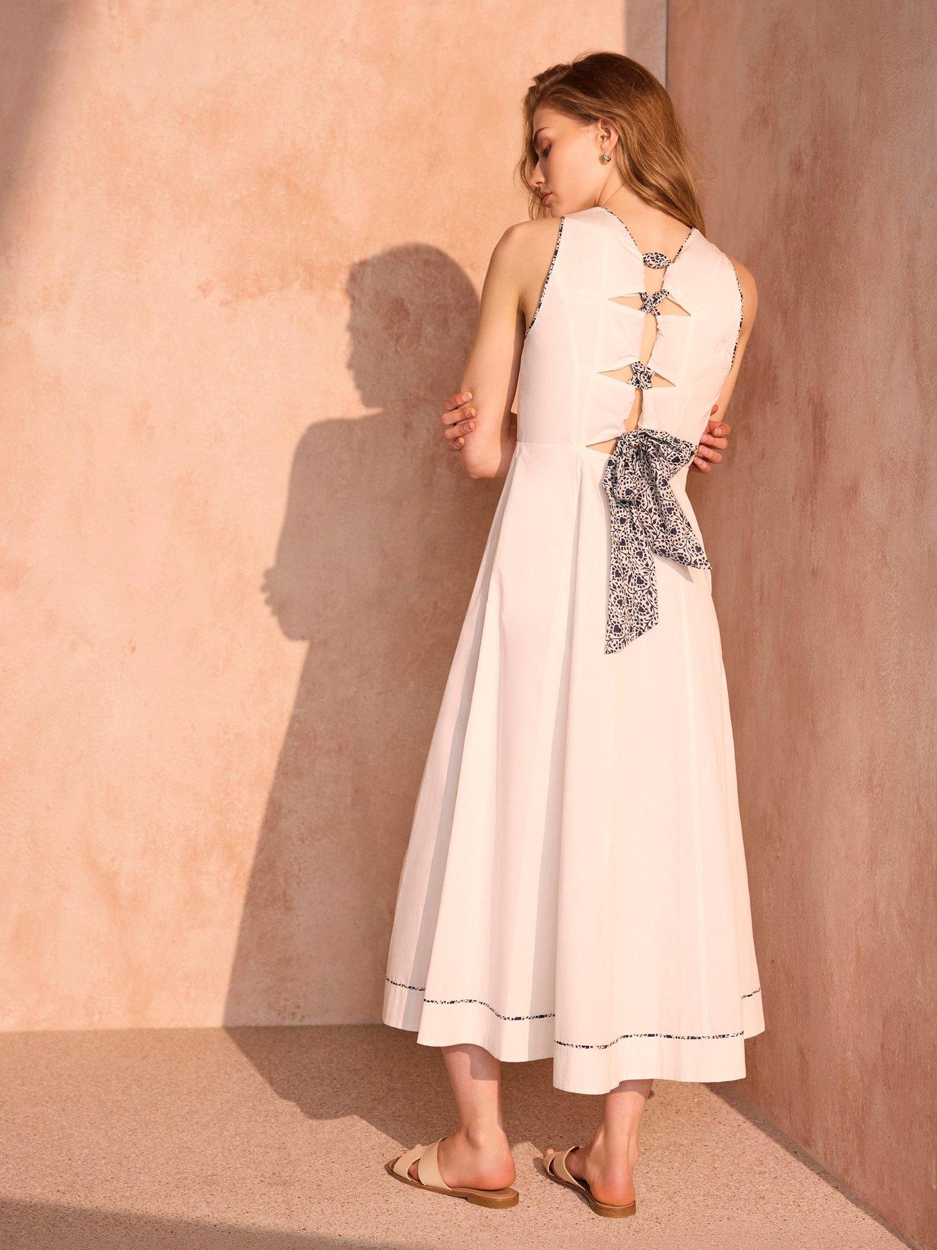 Mint Velvet Tie Back Linen Maxi Dress - White