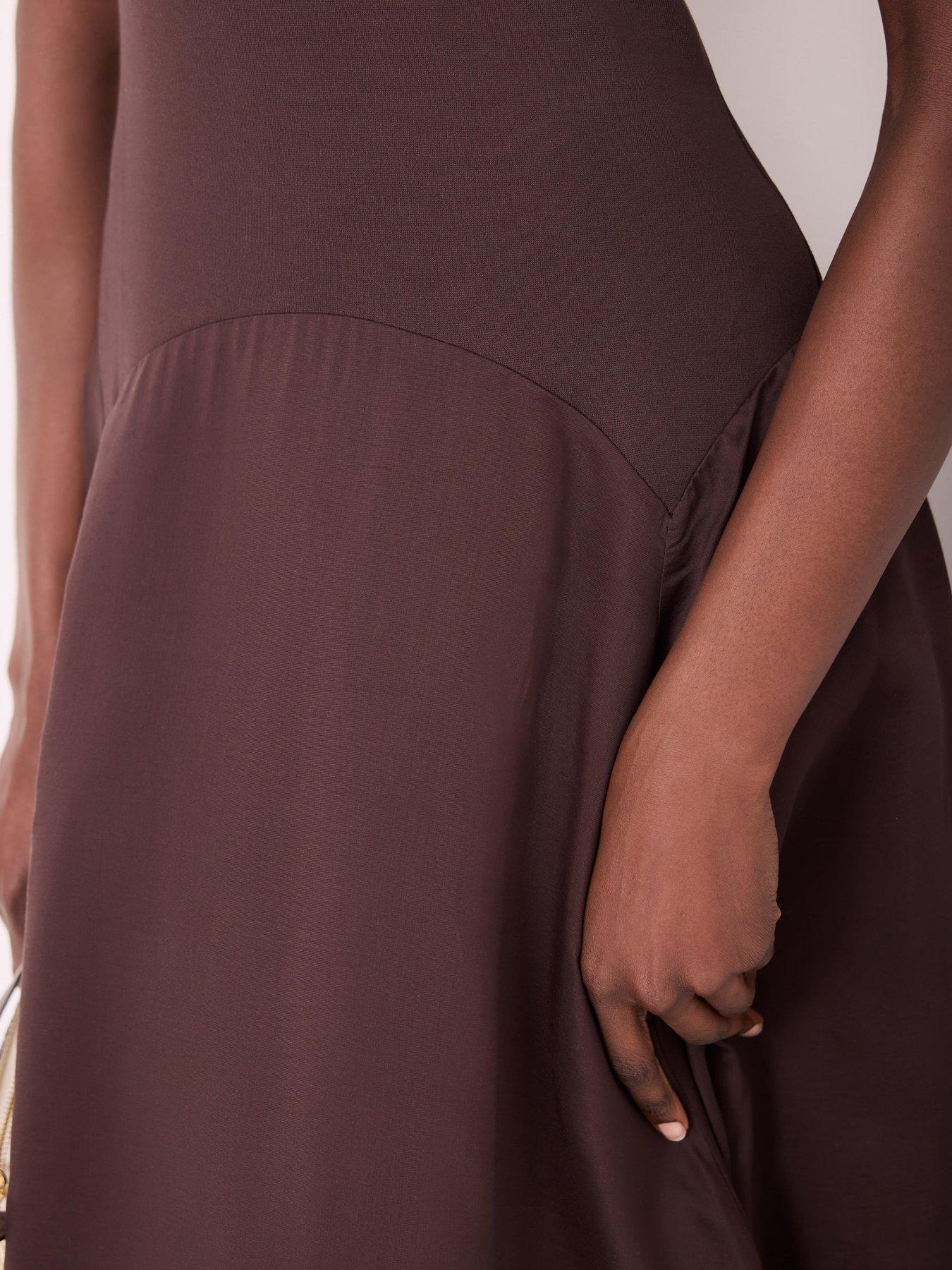 Image 4 of 6 of Mint Velvet Brown Flounce Woven Maxi Dress