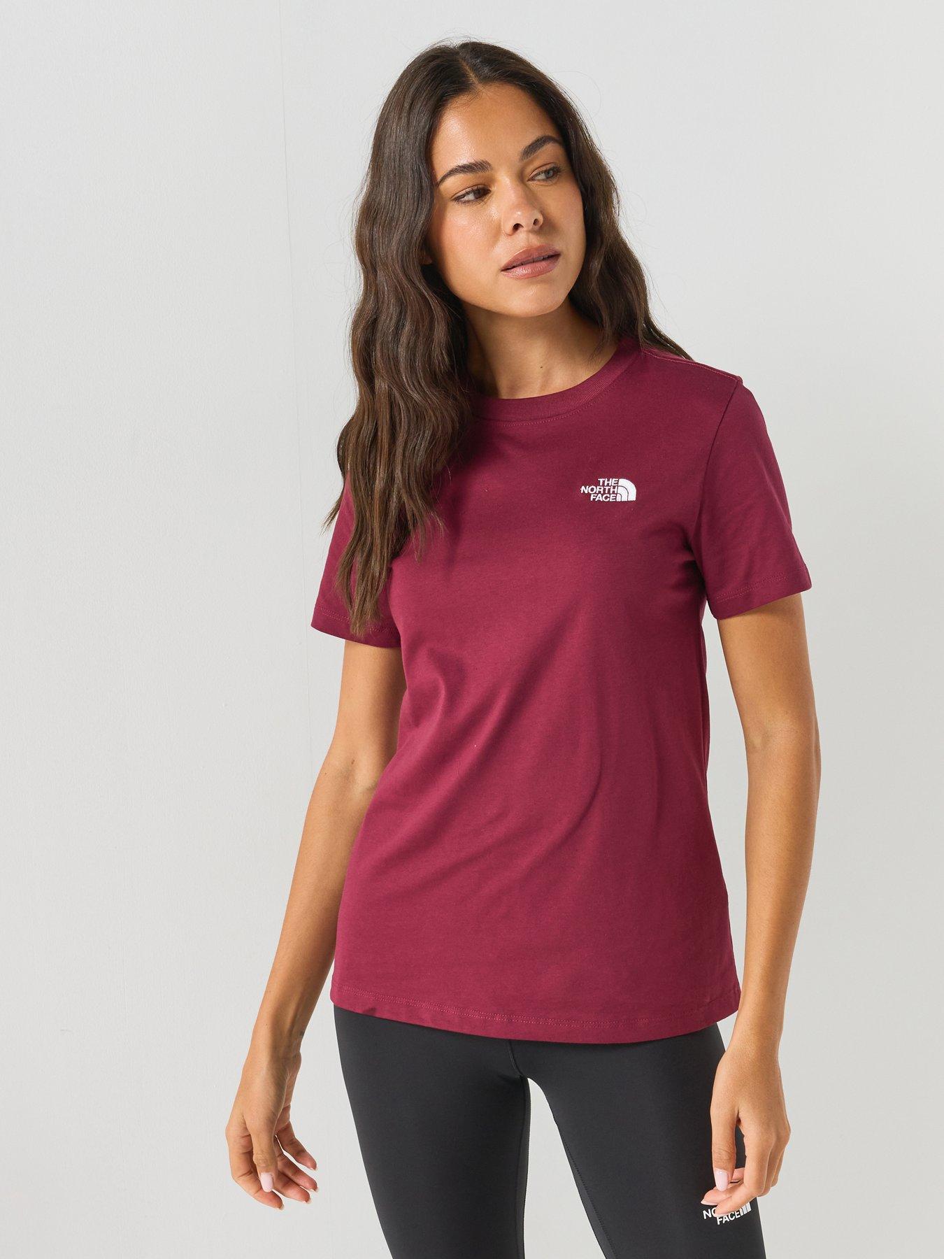 Image 1 of 6 of The North Face Womens Slim Fit Cotton Jersey Crew Neck T-Shirt - Dark Red