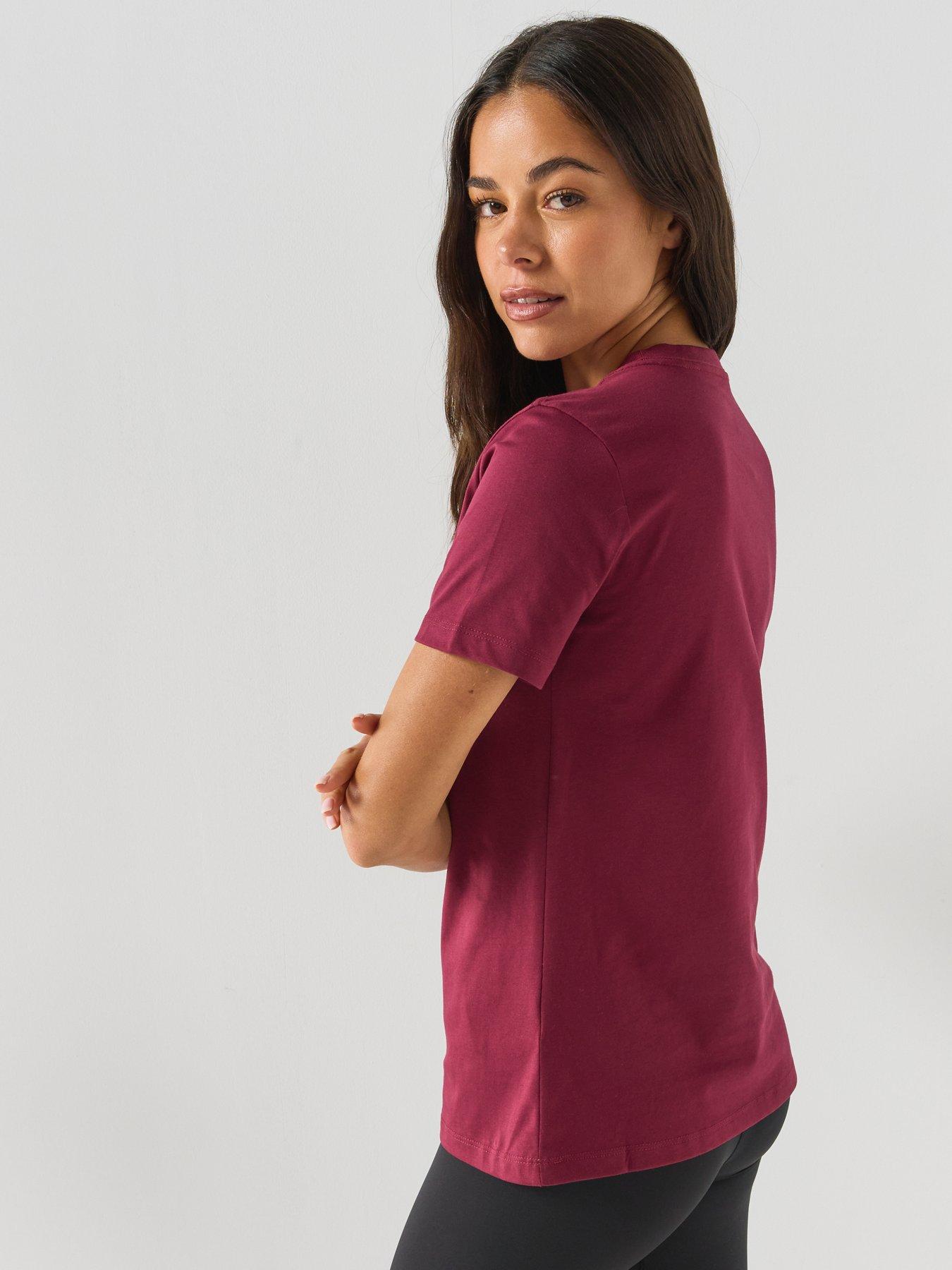 Image 2 of 6 of The North Face Womens Slim Fit Cotton Jersey Crew Neck T-Shirt - Dark Red