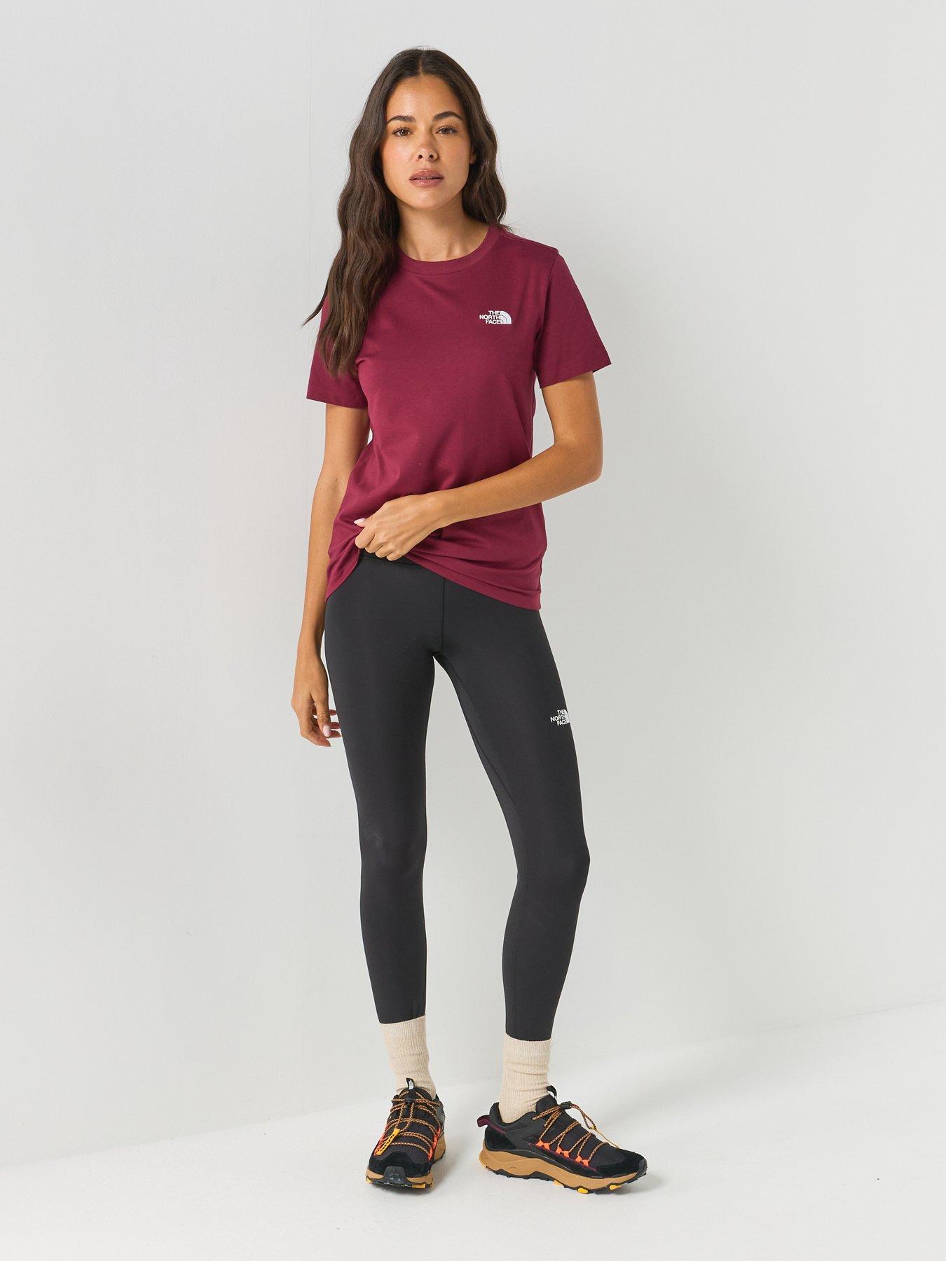 Image 3 of 6 of The North Face Womens Slim Fit Cotton Jersey Crew Neck T-Shirt - Dark Red