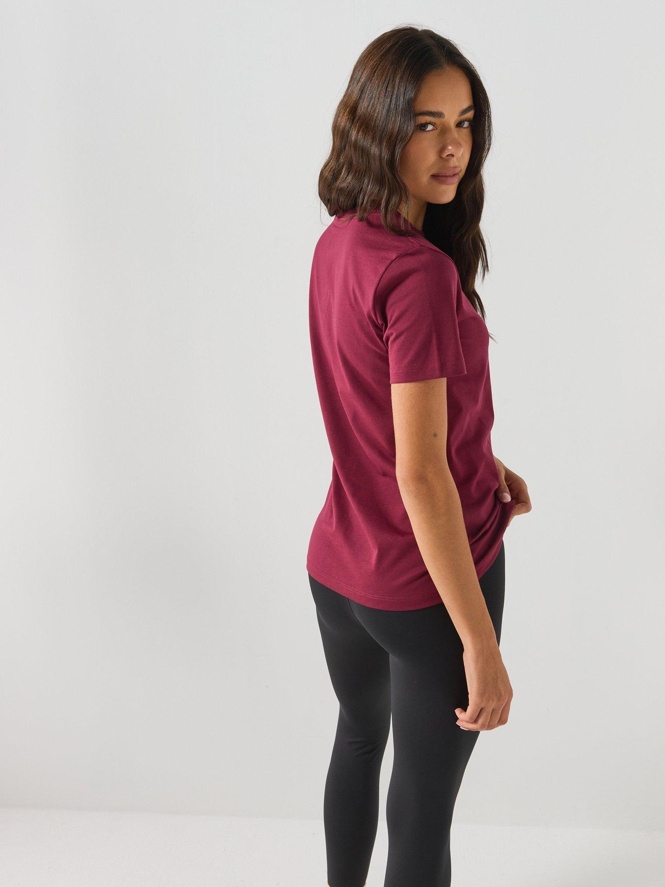 Image 5 of 6 of The North Face Womens Slim Fit Cotton Jersey Crew Neck T-Shirt - Dark Red