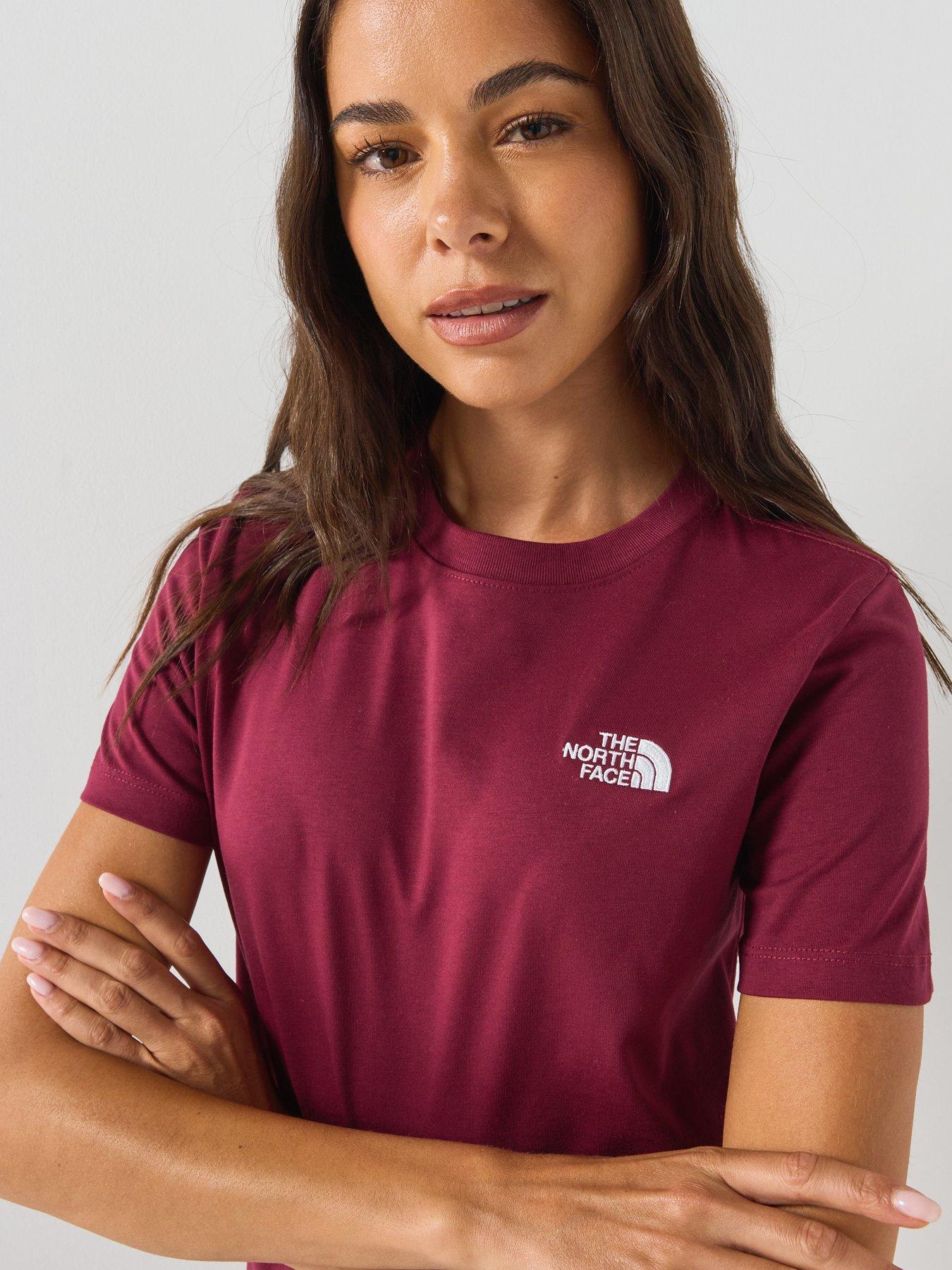 Image 6 of 6 of The North Face Womens Slim Fit Cotton Jersey Crew Neck T-Shirt - Dark Red
