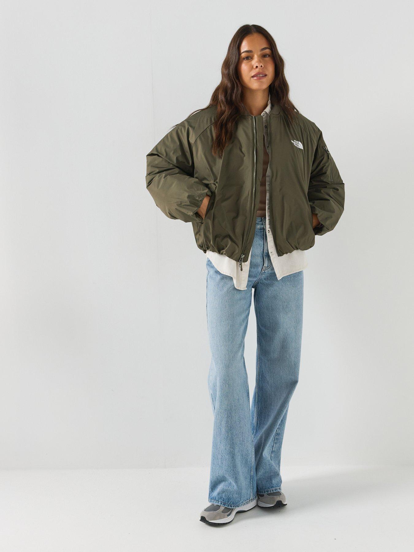 Image 3 of 6 of The North Face Womens Bomber Silhouette Full-Zip Sleeve Pocket Bomber Jacket - Green