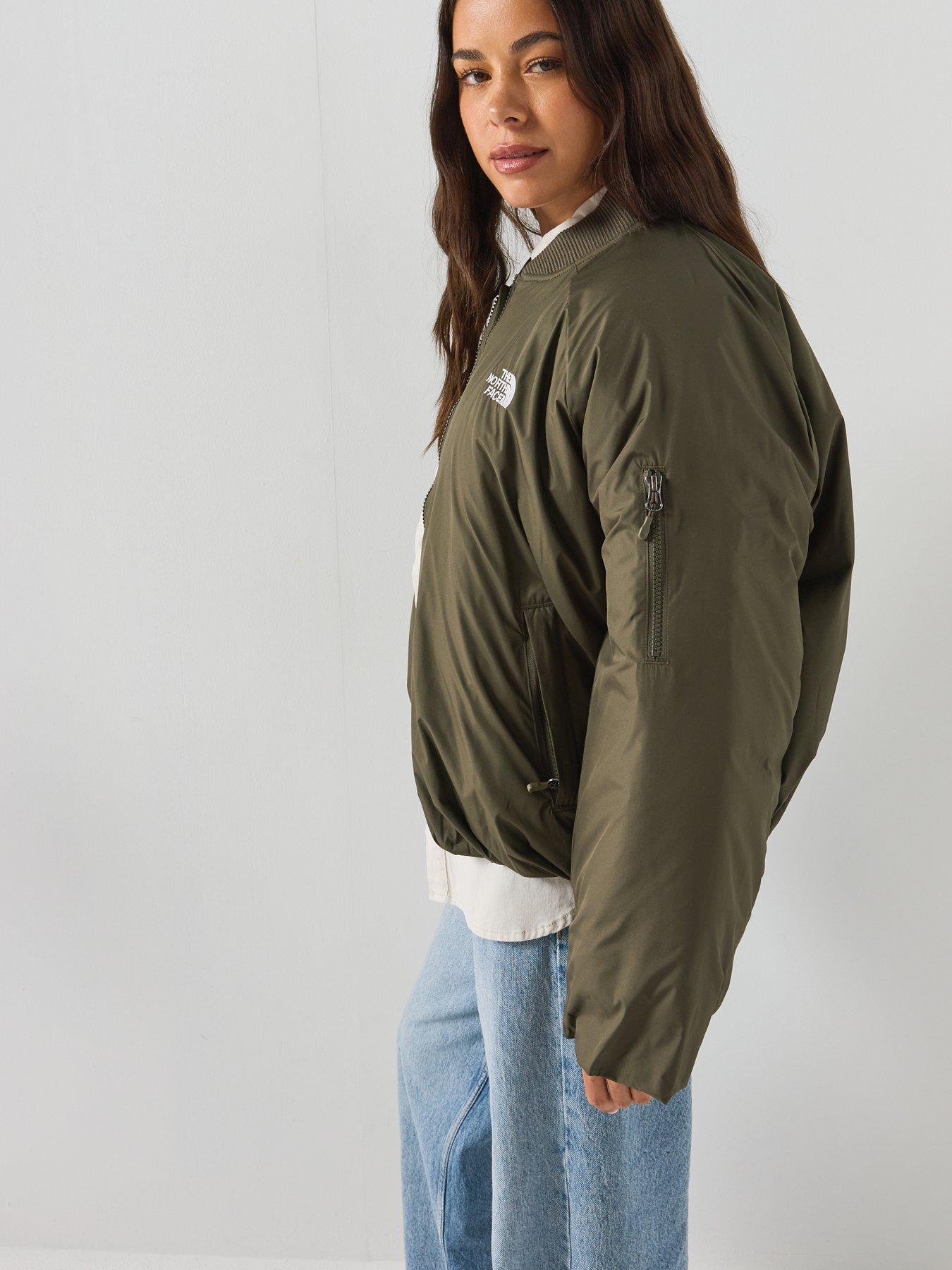 Image 5 of 6 of The North Face Womens Bomber Silhouette Full-Zip Sleeve Pocket Bomber Jacket - Green