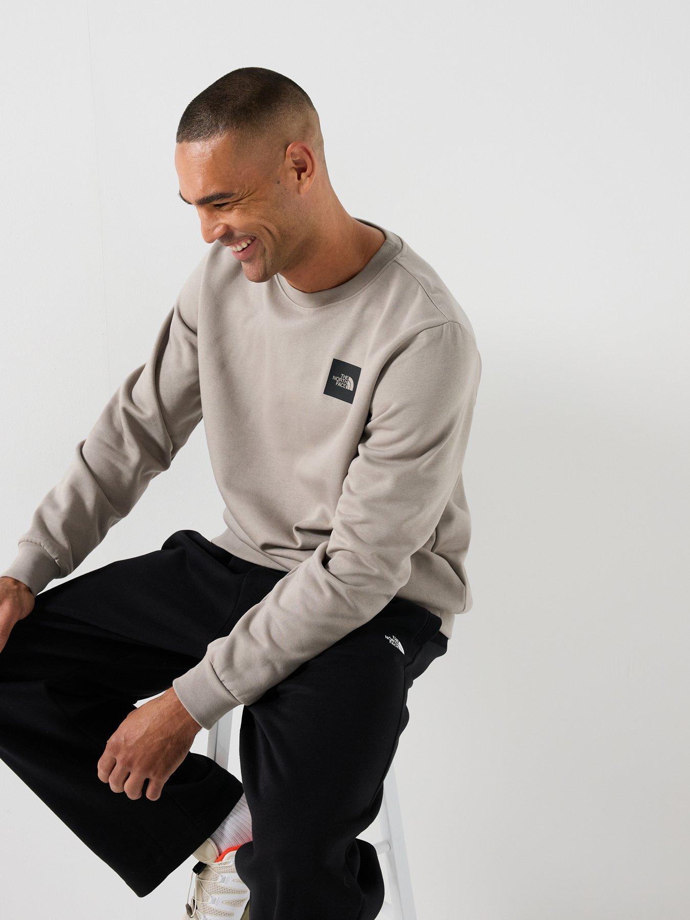 Image 1 of 6 of The North Face Mens Box Half Dome Crew Neck Ribbed Sweatshirt - Beige