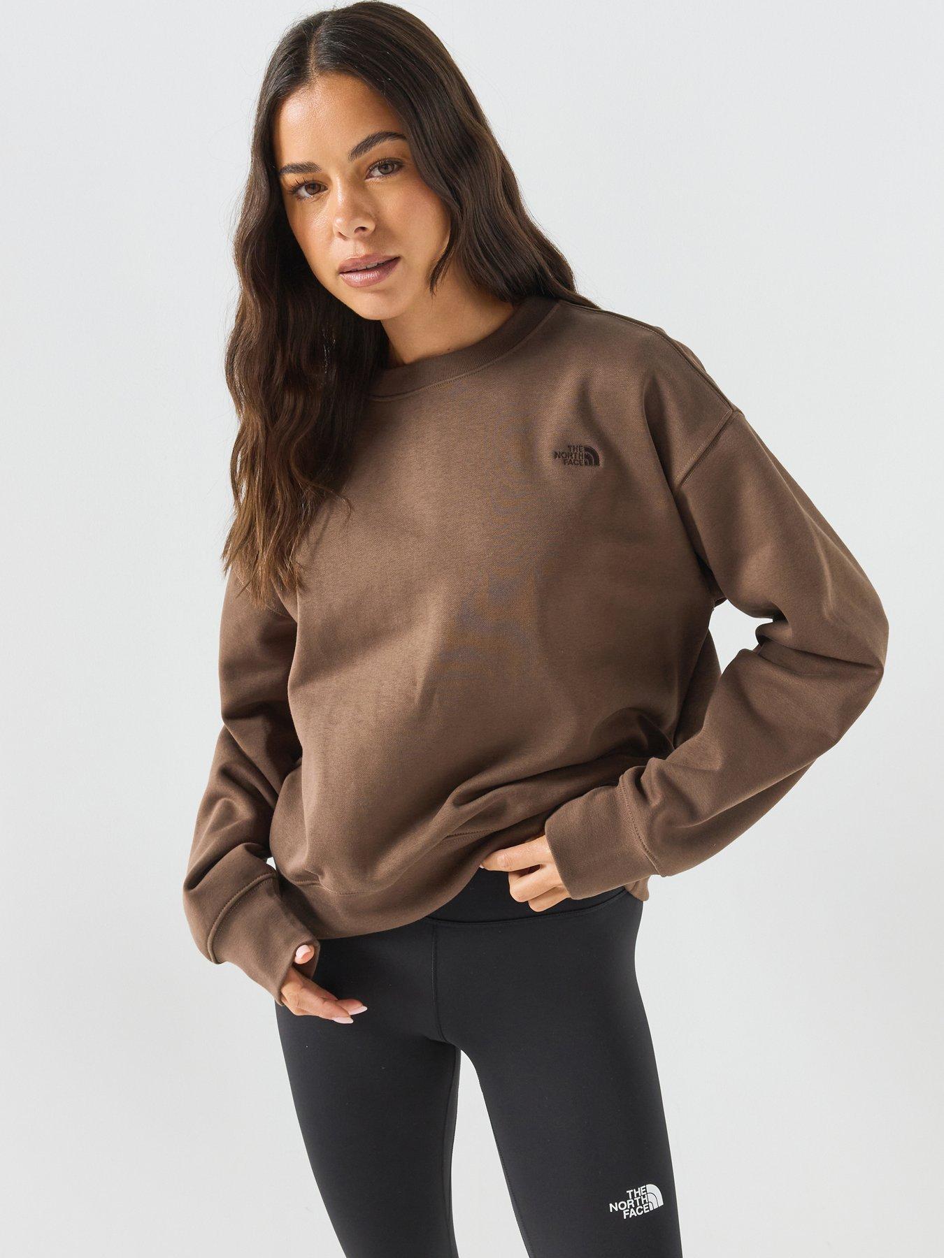 The North Face Womens Essential Simple Dome Boxy Oversized Crew Sweat - Brown