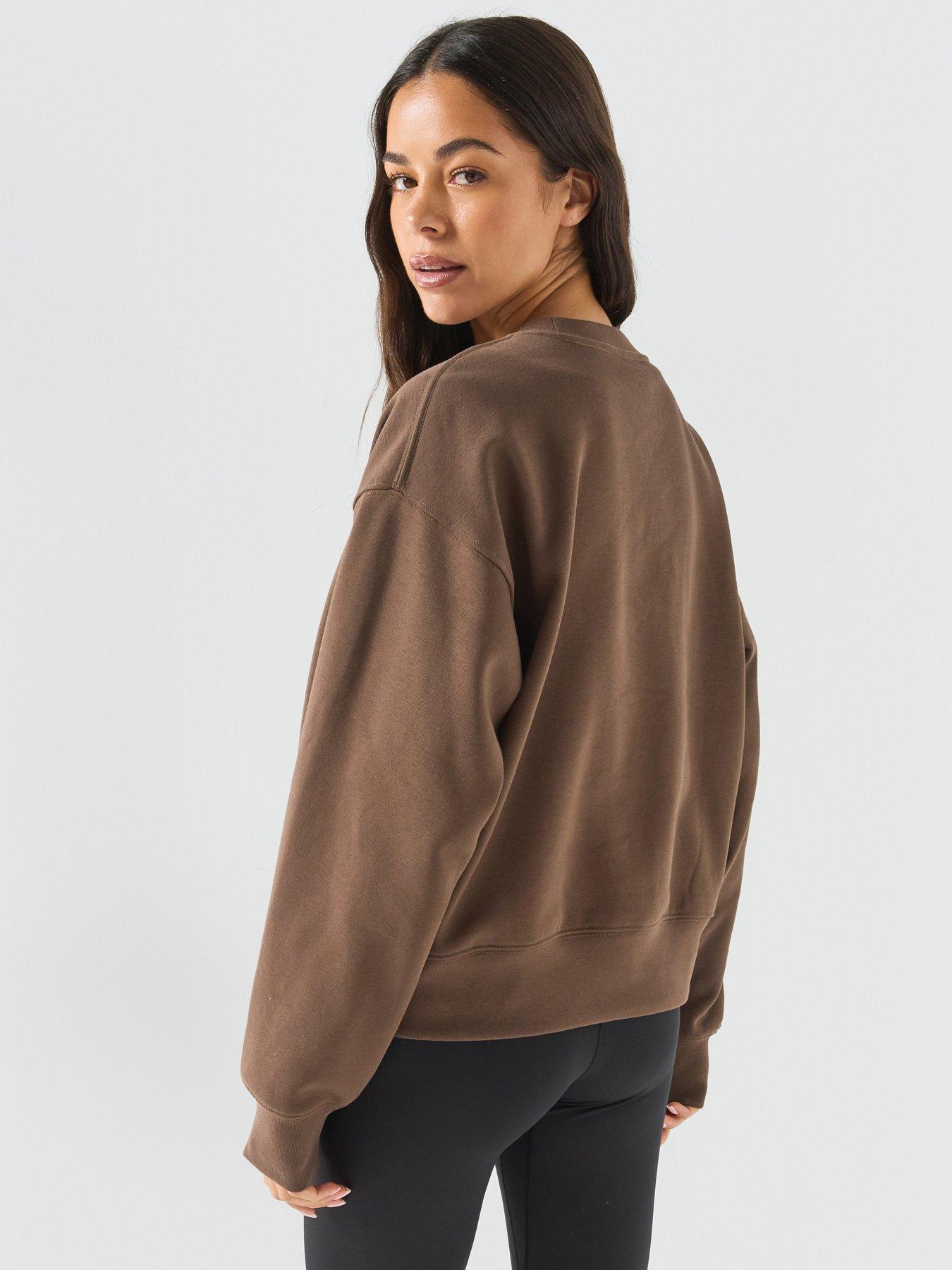 Image 2 of 6 of The North Face Womens Essential Simple Dome Boxy Oversized Crew Sweat - Brown
