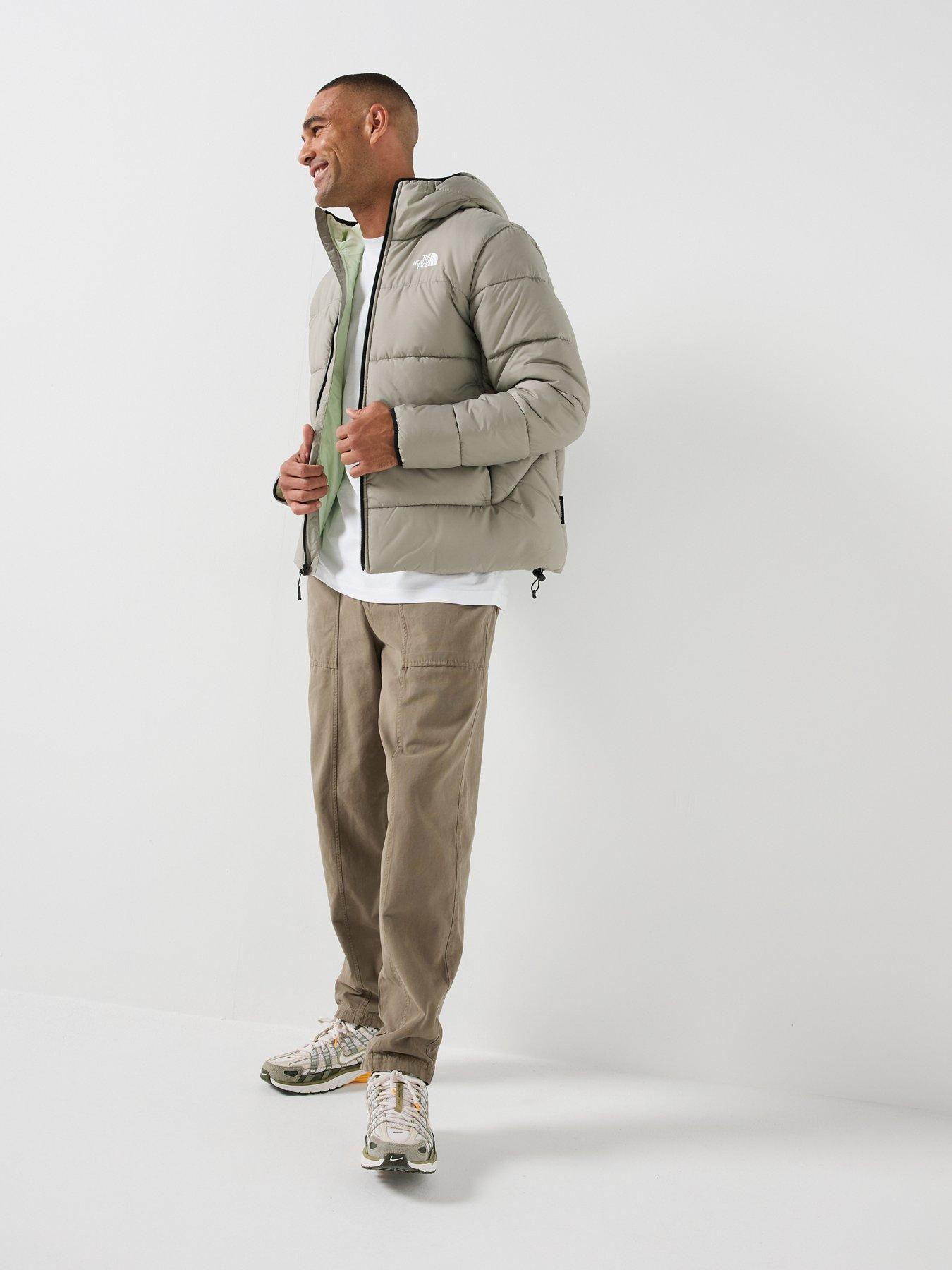 Image 3 of 6 of The North Face Mens Never Stop Exploring Quilted Hooded Mask Jacket - Beige