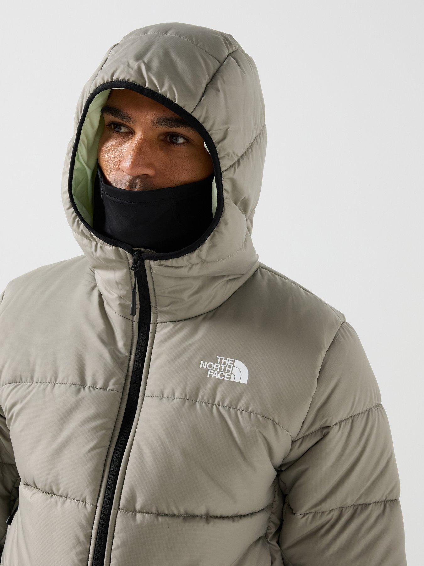 Image 4 of 6 of The North Face Mens Never Stop Exploring Quilted Hooded Mask Jacket - Beige