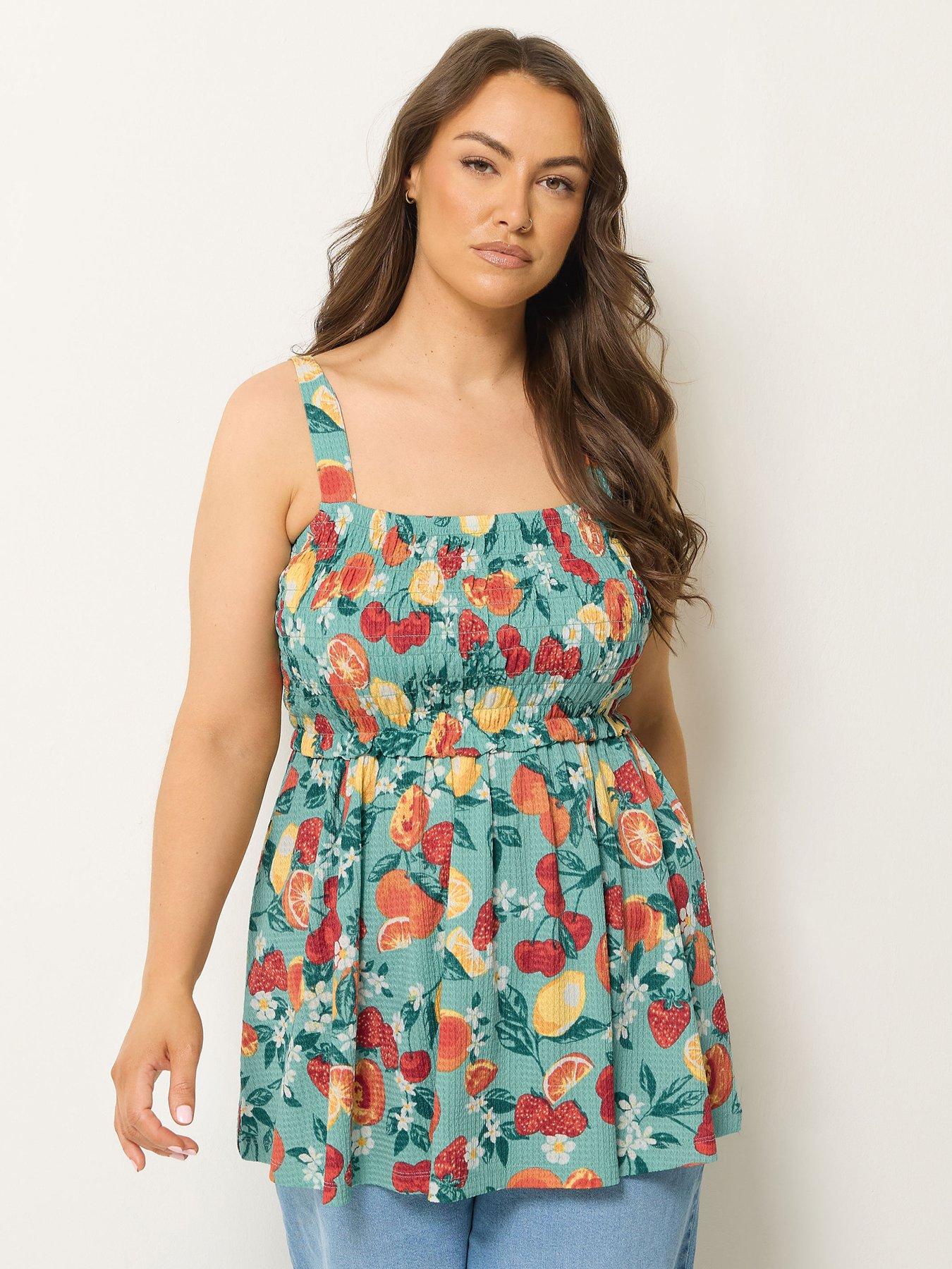 Yours Curve Shirred Vest - Green