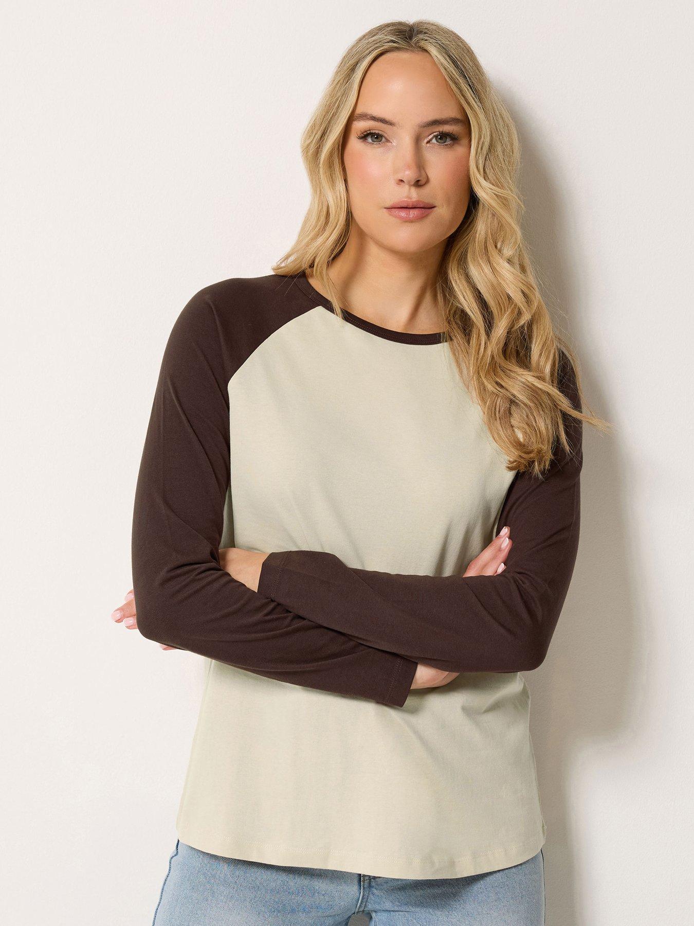 Long Tall Sally Cotton Raglan T-Shirt - Brown
