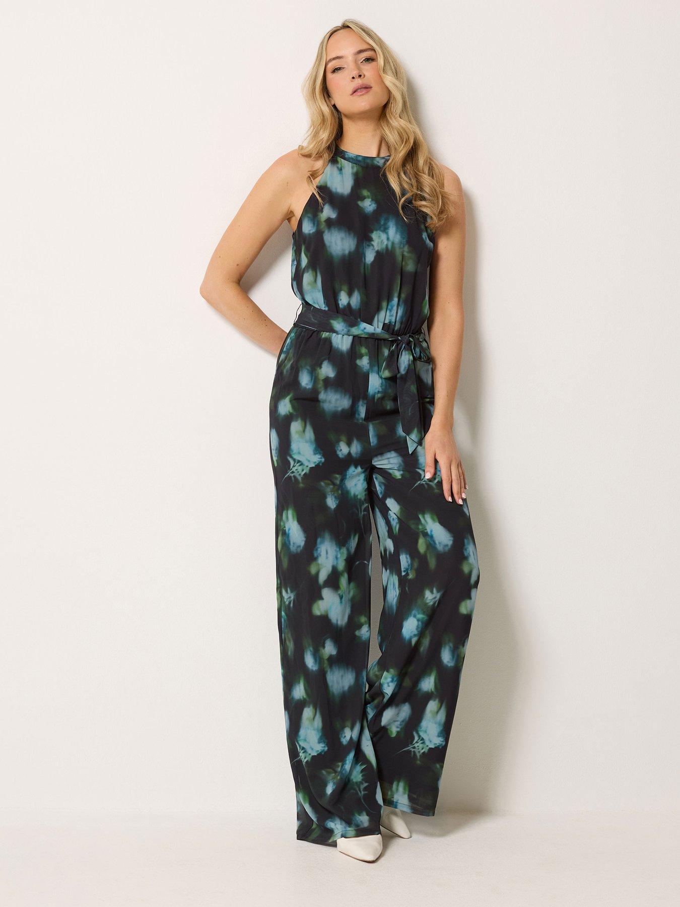Image 3 of 4 of Long Tall Sally Floral Georgette Jumpsuit - Black