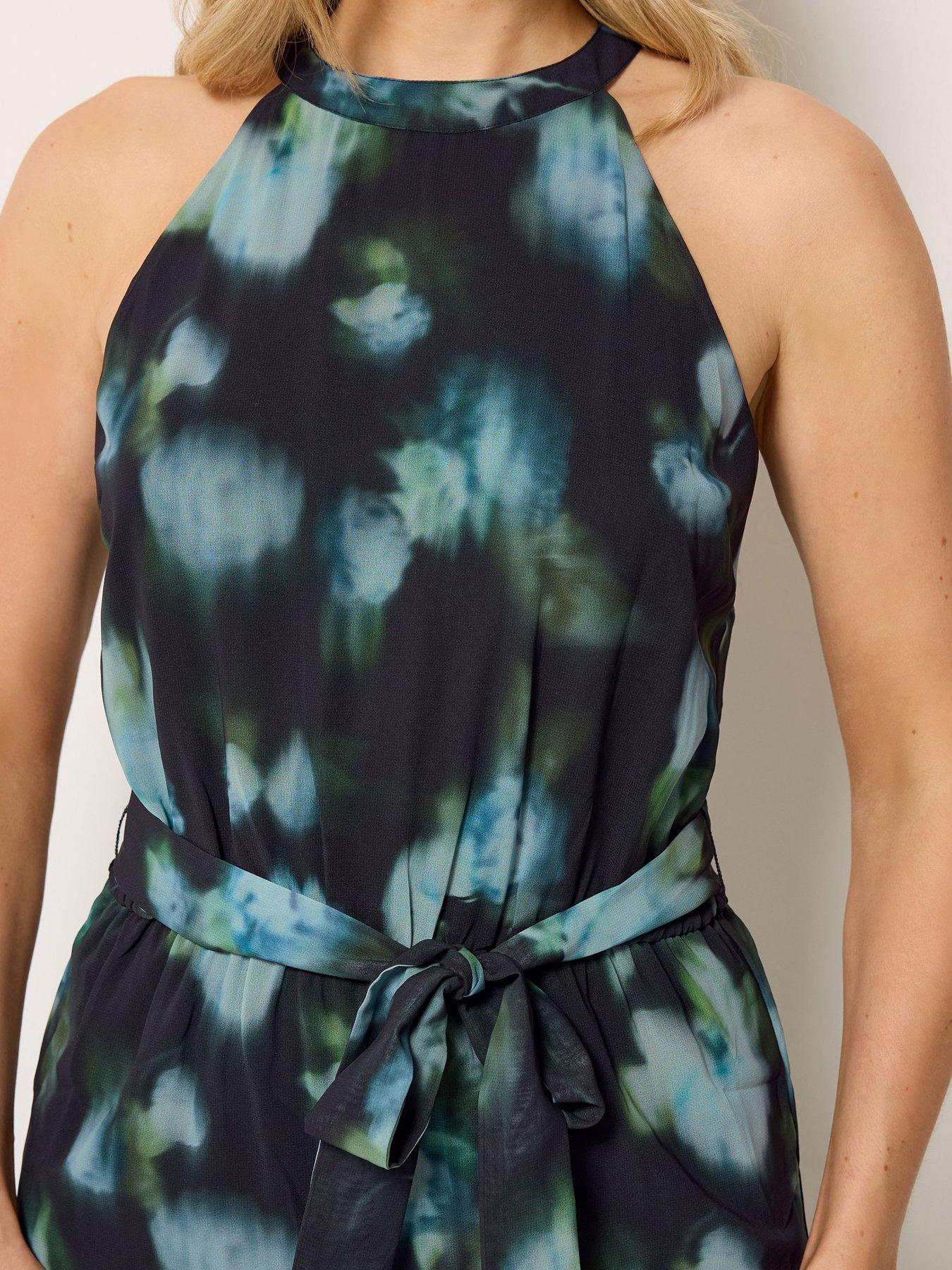 Image 4 of 4 of Long Tall Sally Floral Georgette Jumpsuit - Black