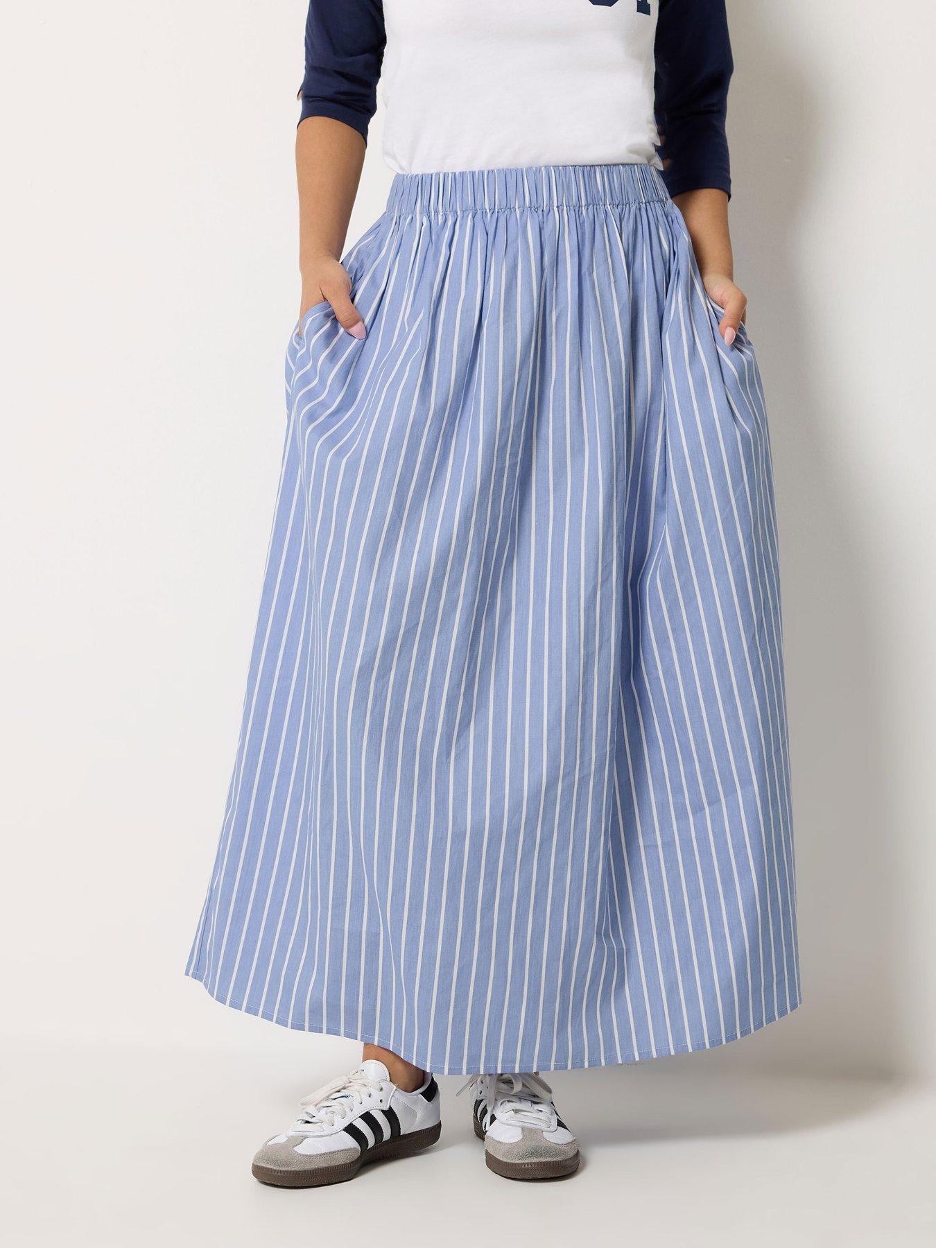 PixieGirl Petite Stripe Maxi Skirt - Blue