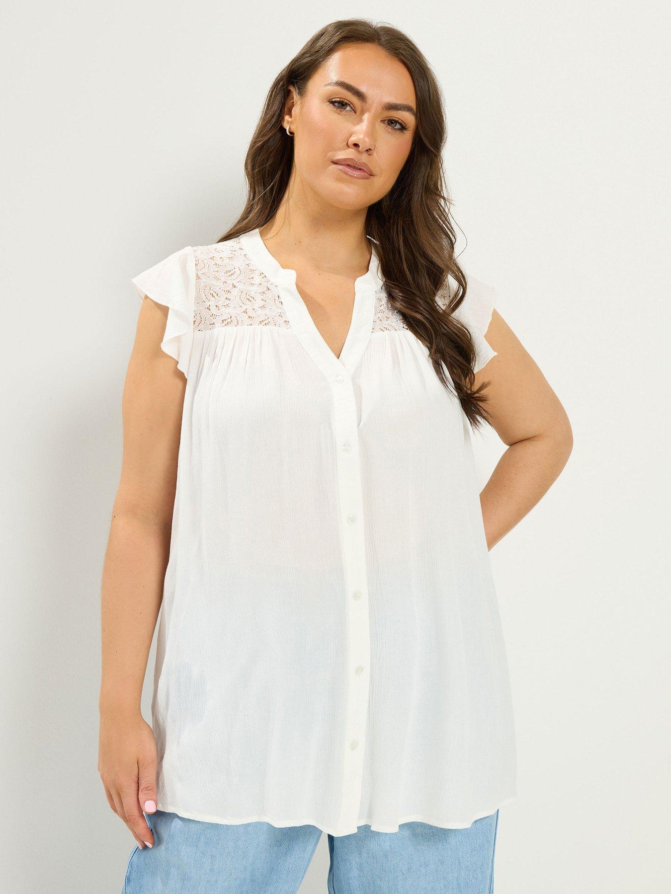 Yours Curve Notch Neck Blouse - White