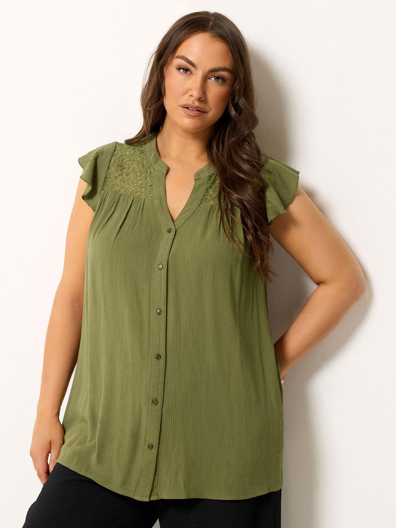 Yours Curve Crochet Blouse - Green