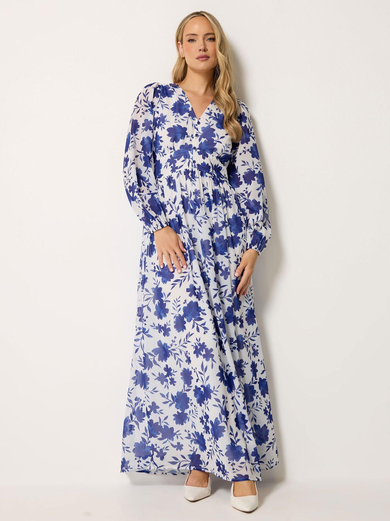 Long Tall Sally Floral Button Maxi Dress - Blue