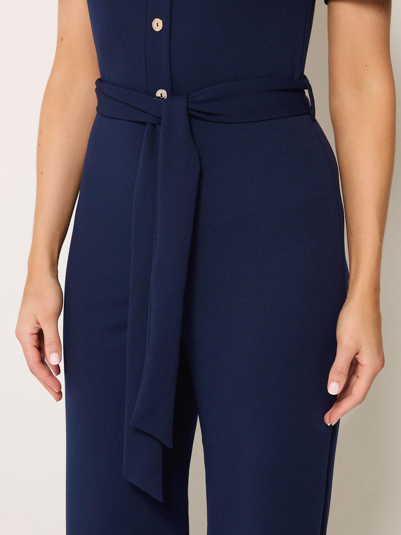 Image 4 of 4 of Long Tall Sally Scuba Button Jumpsuit - Blue