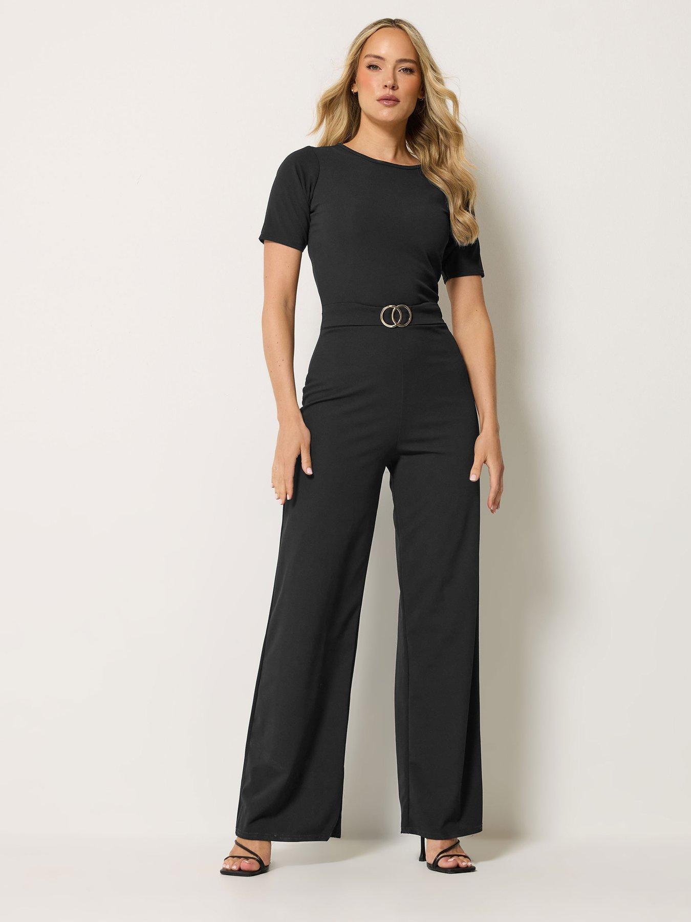Image 1 of 4 of Long Tall Sally Scuba Belted Jumpsuit - Black